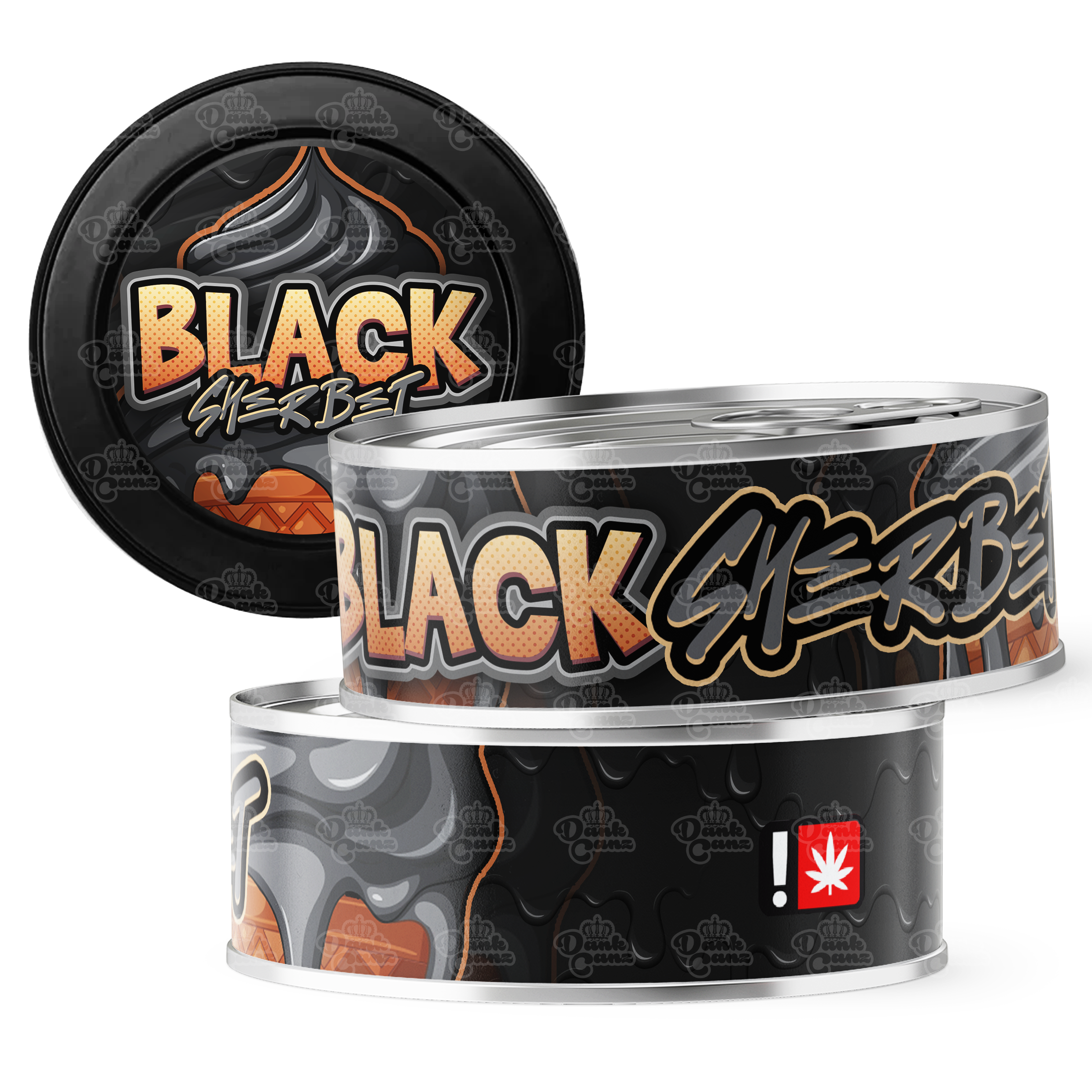 Black Sherbet 3.5g Self Seal Tins - DC Packaging Custom Cannabis Packaging