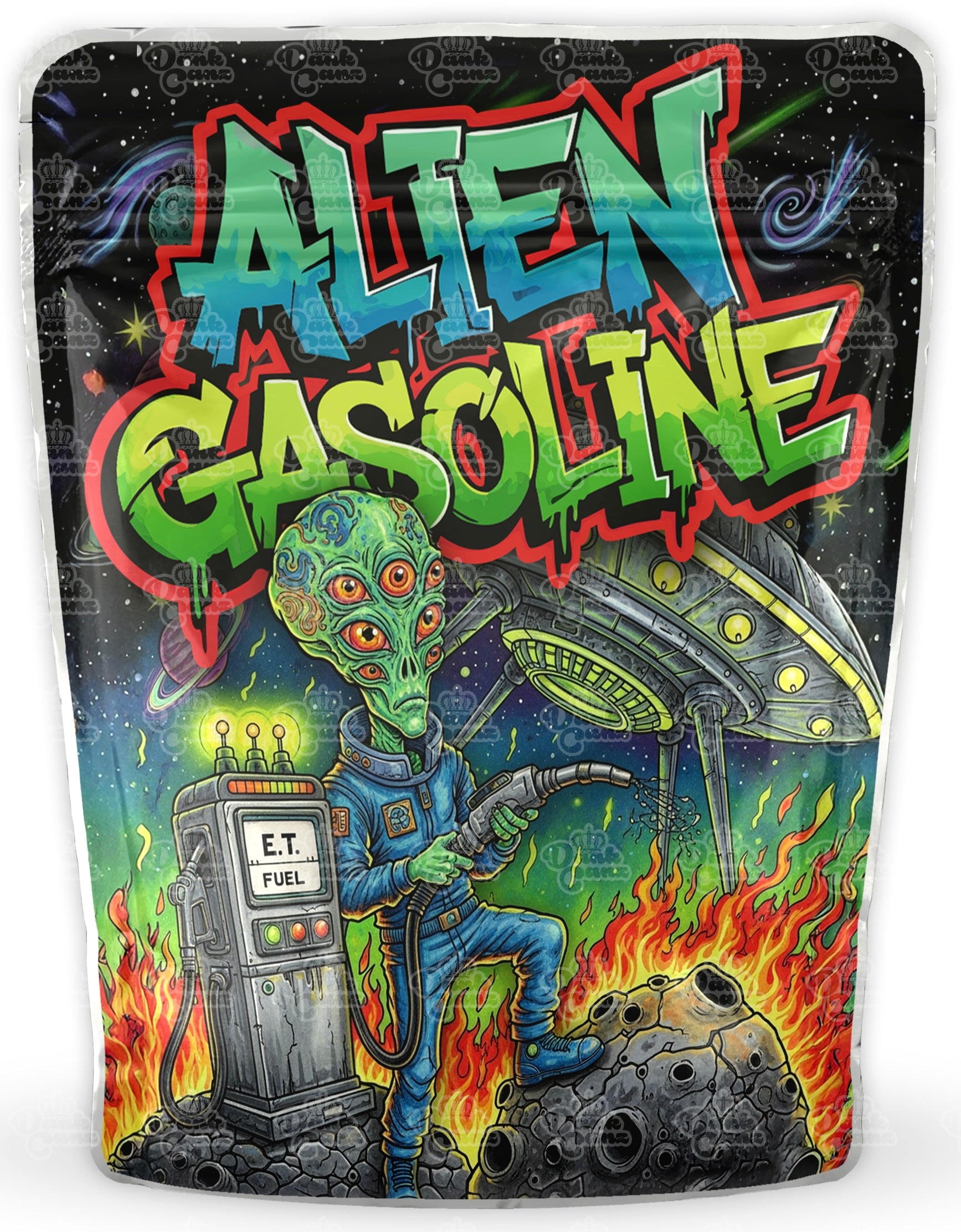 Alien Gasoline Mylar Bags - DC Packaging Custom Cannabis Packaging