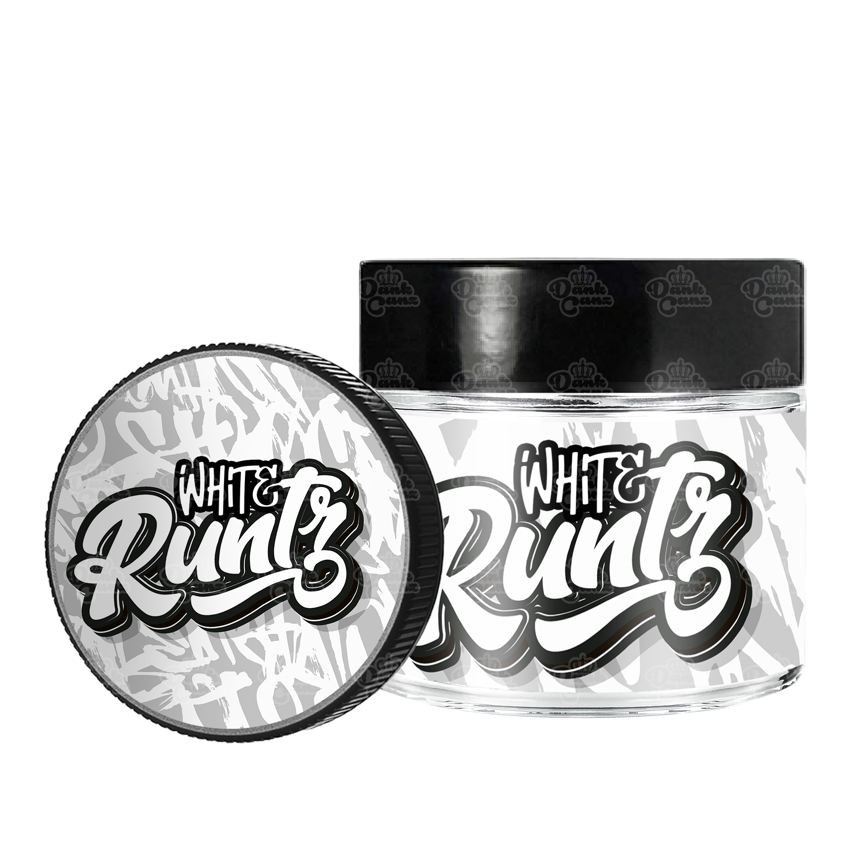 White Runtz 3.5g/60ml Glass Jars - Labelled - DC Packaging Custom Cannabis Packaging