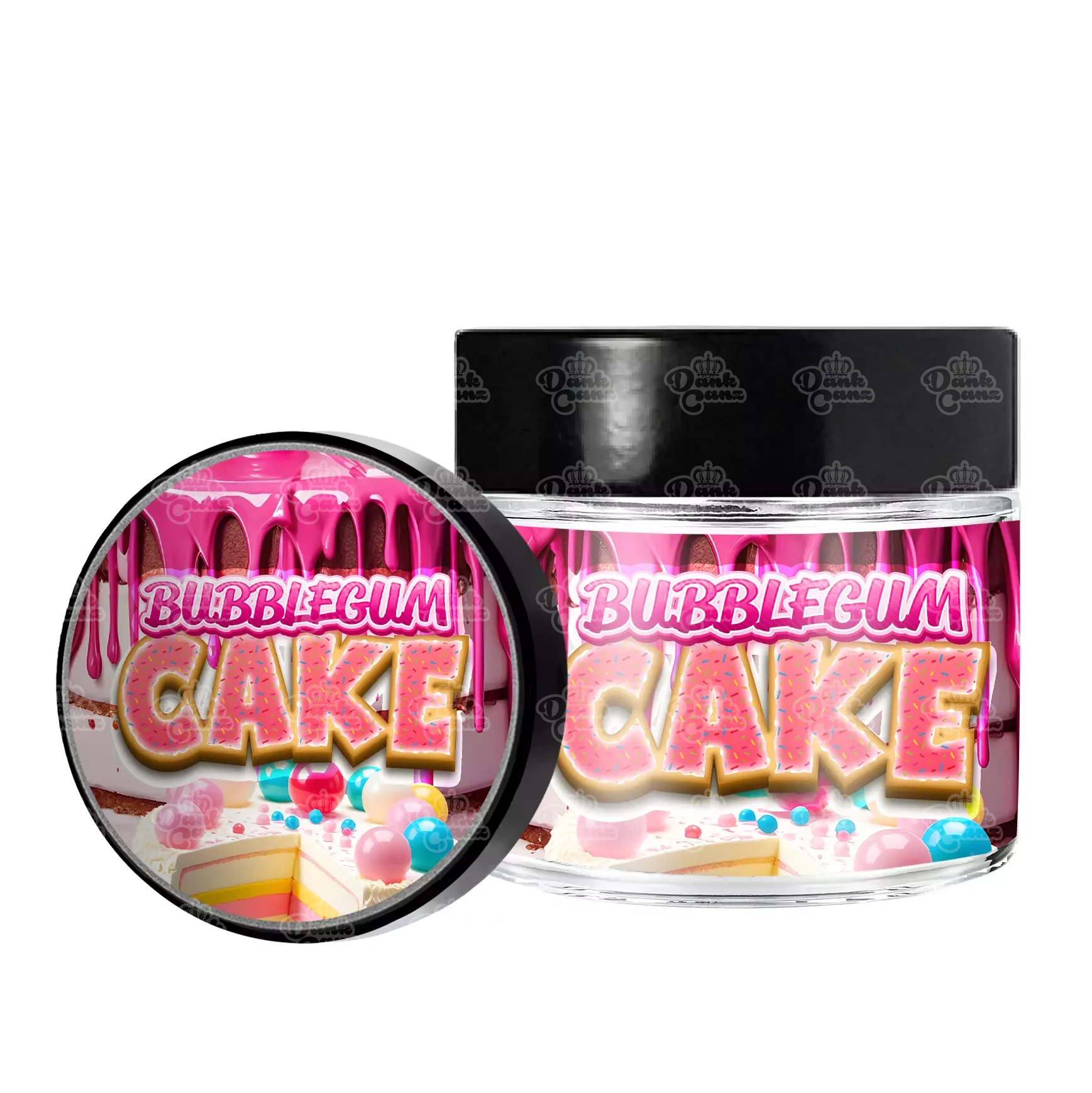 Bubblegum Cake 3.5g/60ml Glass Jars - Labelled - DC Packaging Custom Cannabis Packaging