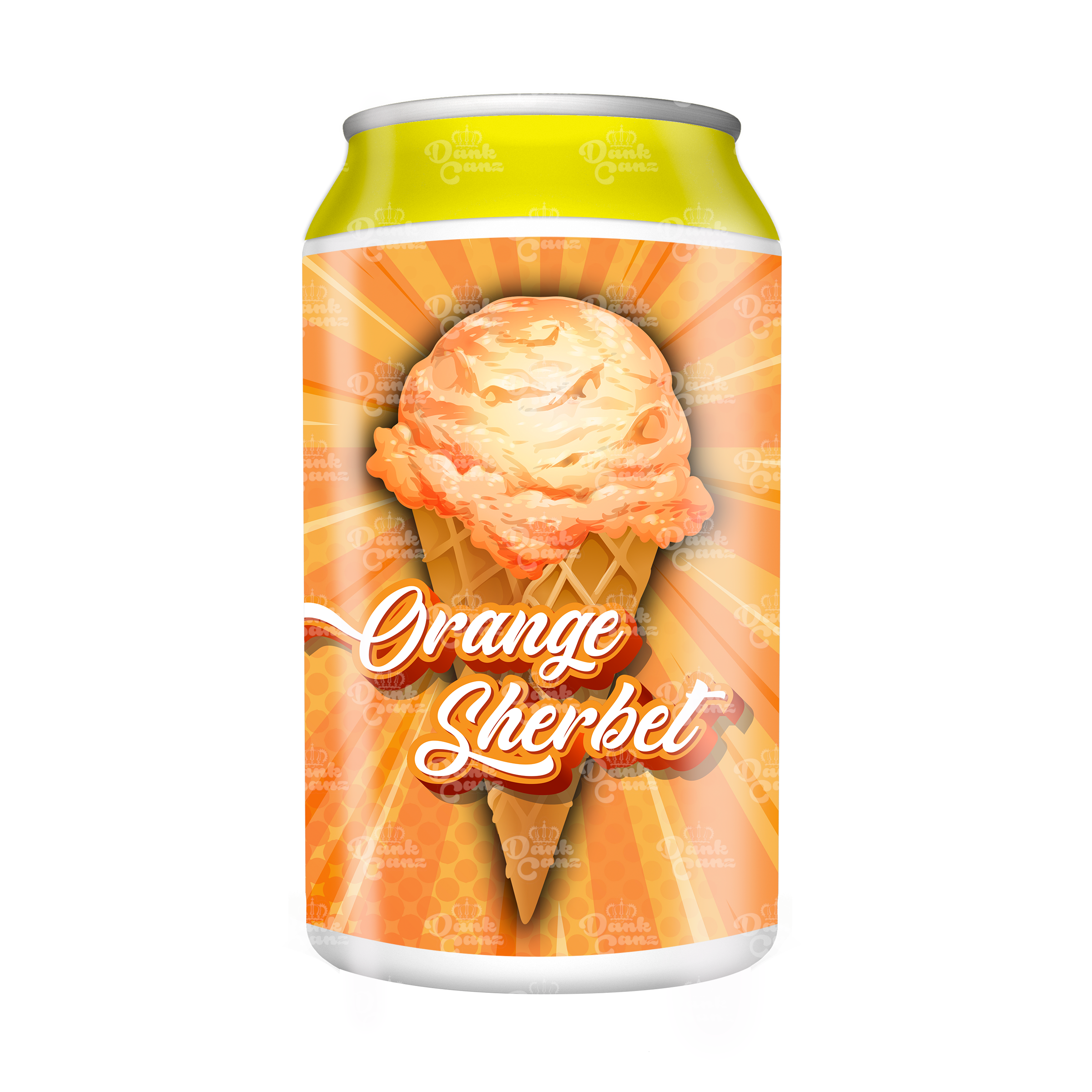 Orange Sherbet 3.5g Plastic Soda Cans - DC Packaging Custom Cannabis Packaging