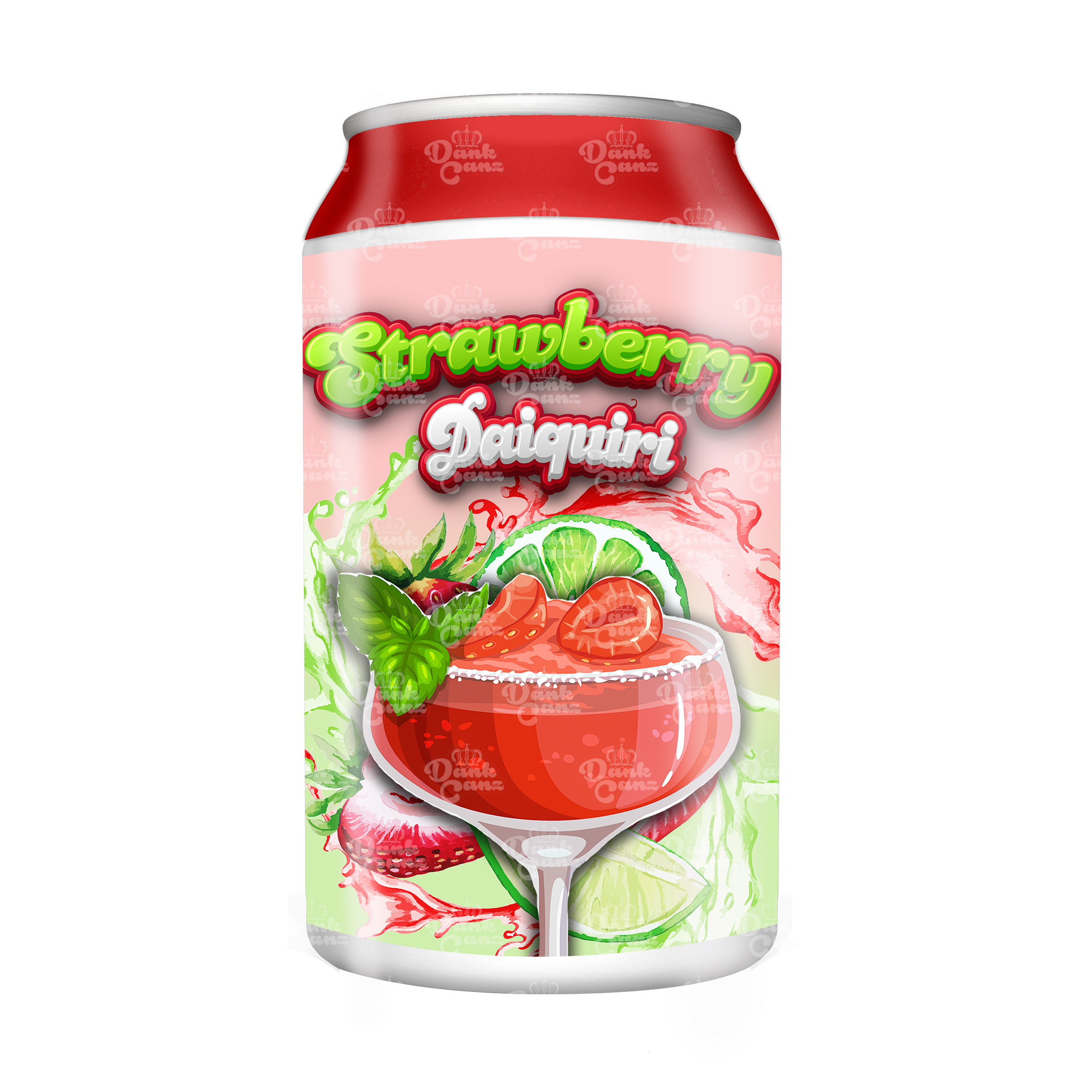 Strawberry Daiquiri 3.5g Plastic Soda Cans - DC Packaging Custom Cannabis Packaging