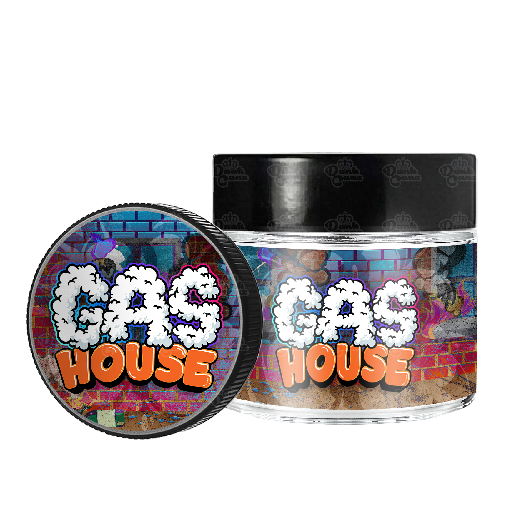 Gas House 3.5g/60ml Glass Jars - Labelled - DC Packaging Custom Cannabis Packaging