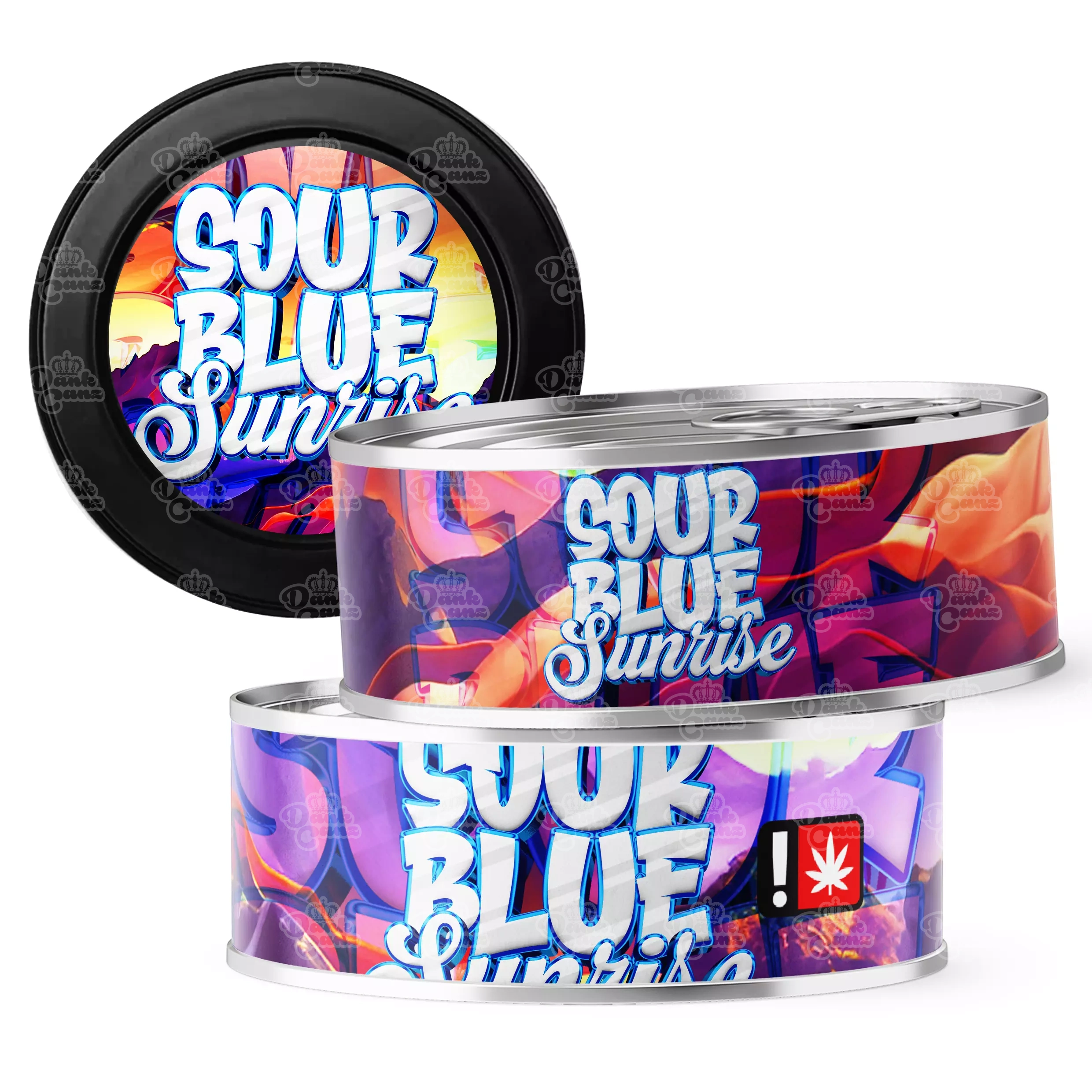 Sour Blue Sunrise 3.5g Self Seal Tins - DC Packaging Custom Cannabis Packaging