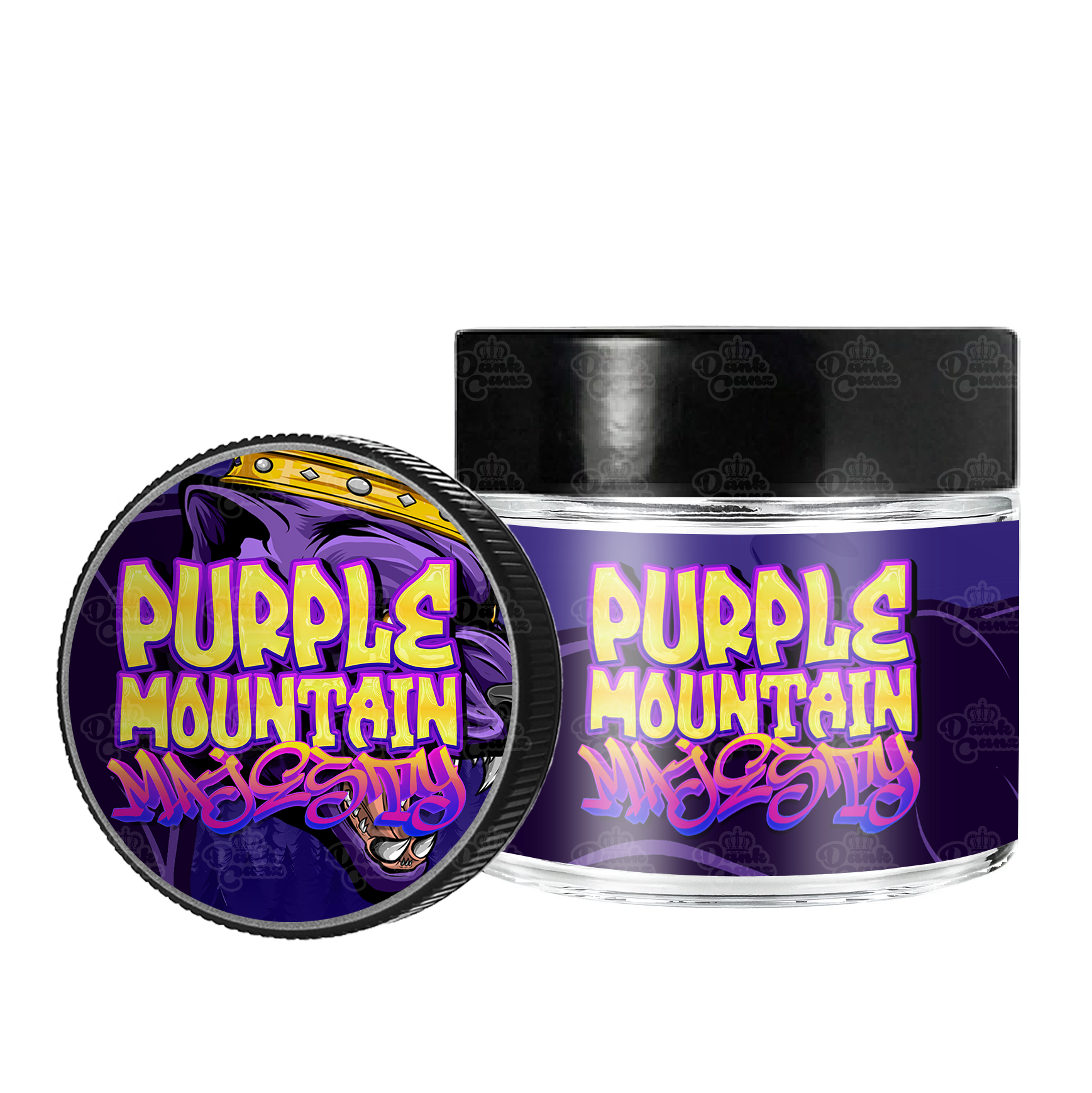 Purple Mountain Majesty 3.5g/60ml Glass Jars - Labelled - DC Packaging Custom Cannabis Packaging