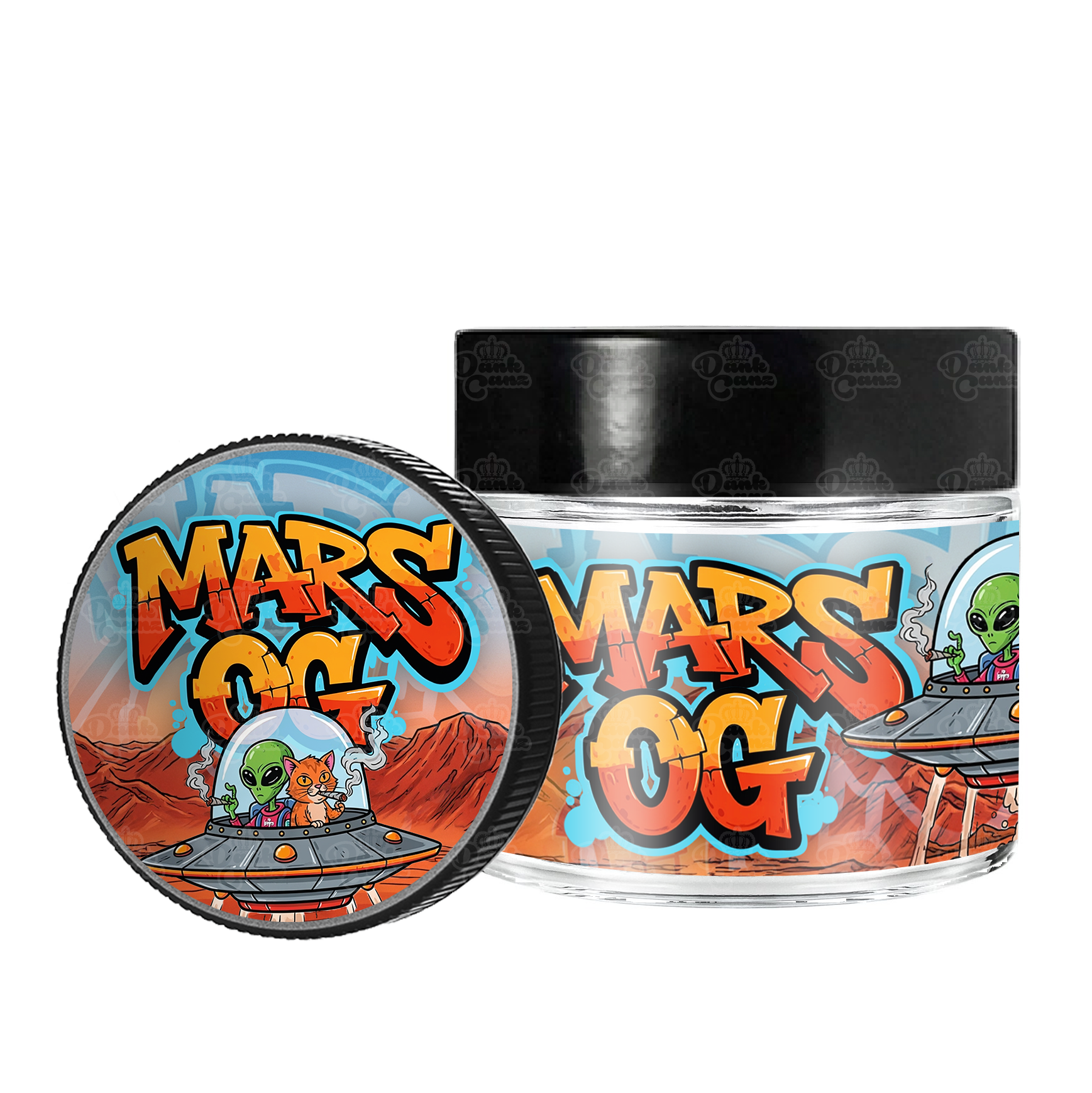 Mars OG 3.5g/60ml Glass Jars - Labelled - DC Packaging Custom Cannabis Packaging