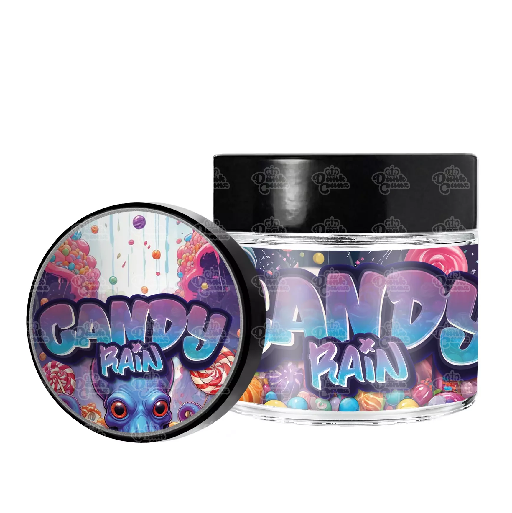 Candy Rain 3.5g/60ml Glass Jars - Labelled - DC Packaging Custom Cannabis Packaging