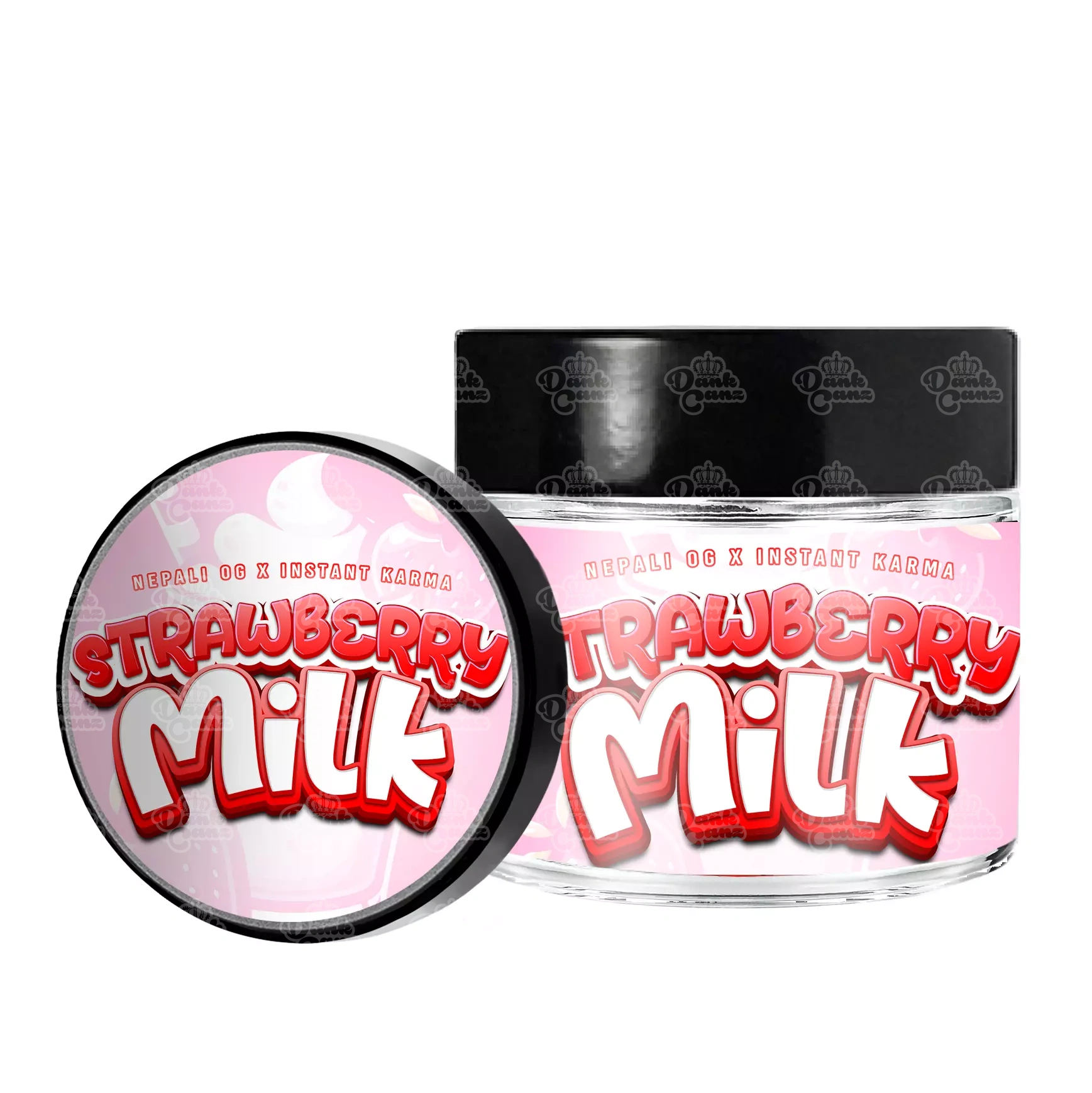 Strawberry Milk 3.5g/60ml Glass Jars - Labelled - DC Packaging Custom Cannabis Packaging