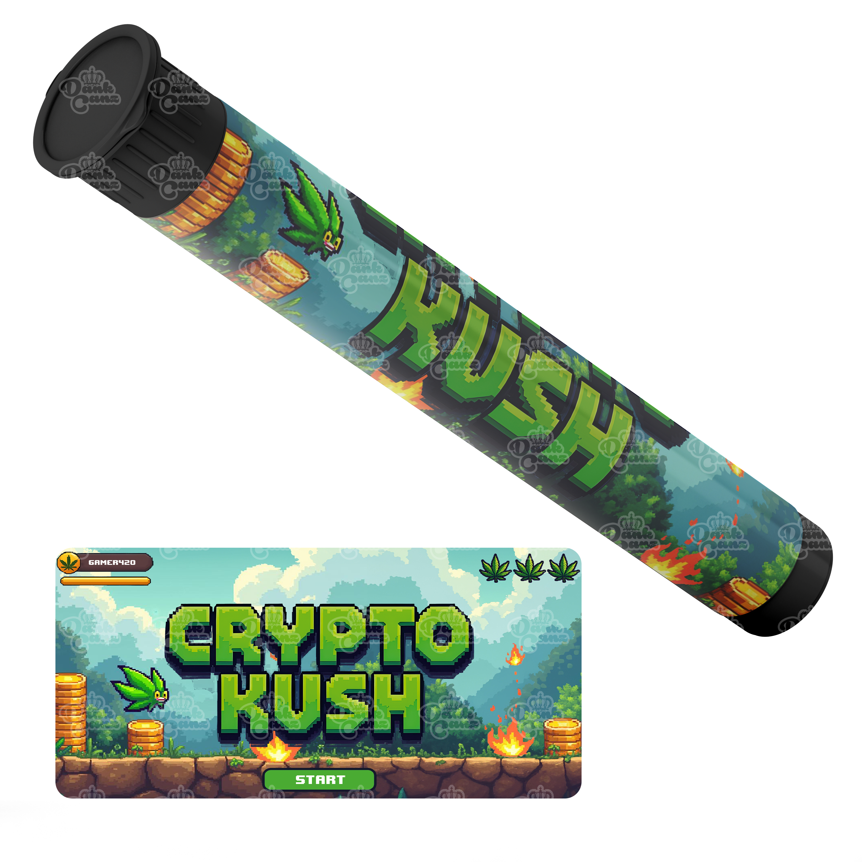Crypto Kush Pre Roll Tubes - Labelled - DC Packaging Custom Cannabis Packaging