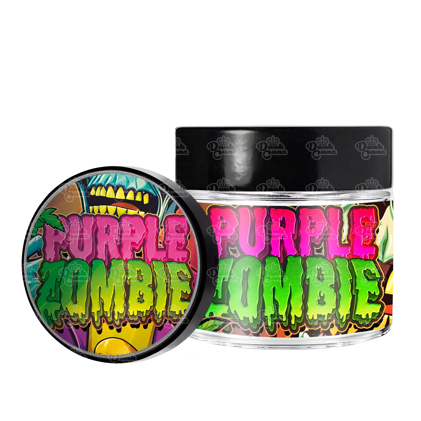 Purple Zombie 3.5g/60ml Glass Jars - Labelled - DC Packaging Custom Cannabis Packaging
