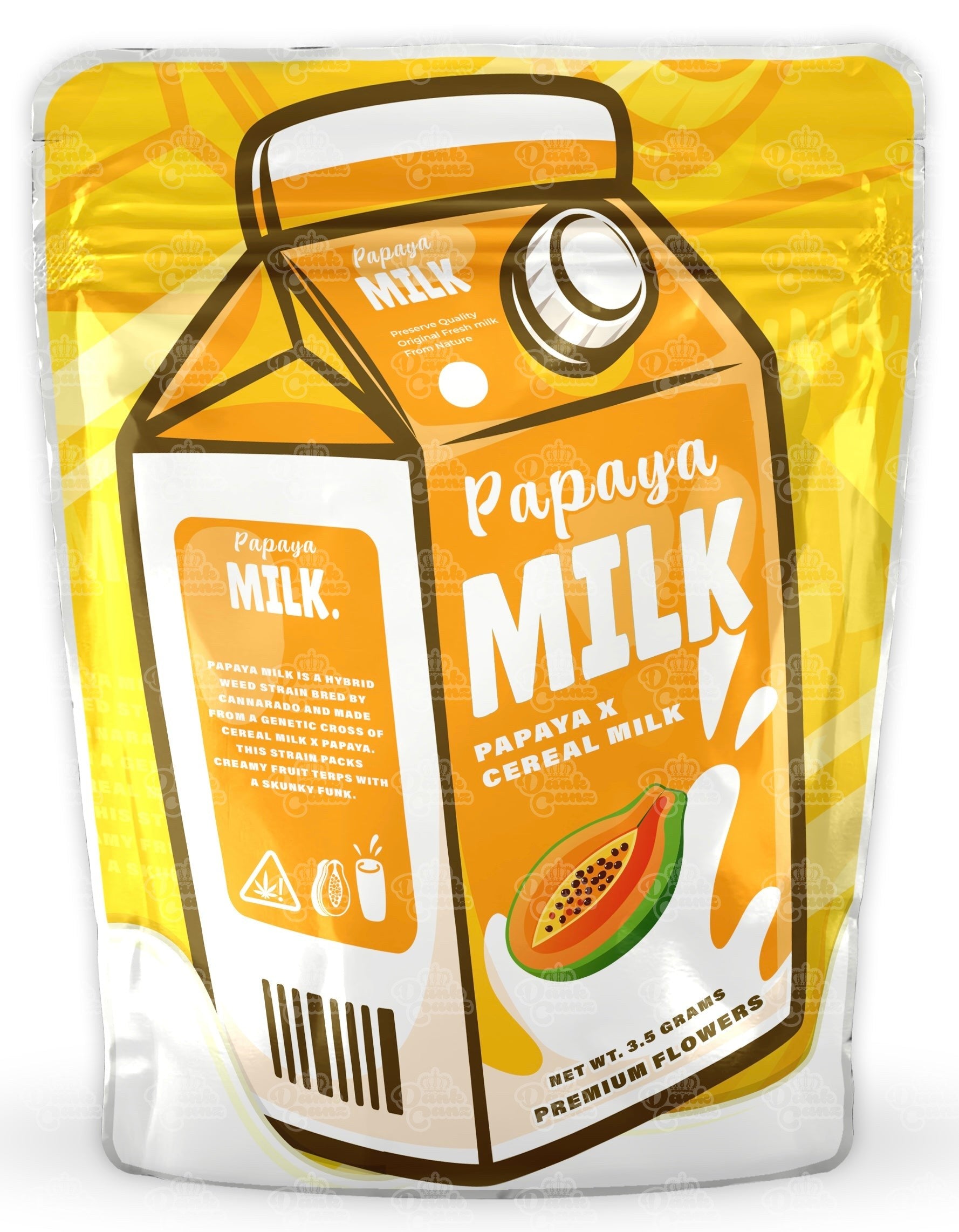 Papaya Milk Mylar Bags - DC Packaging Custom Cannabis Packaging