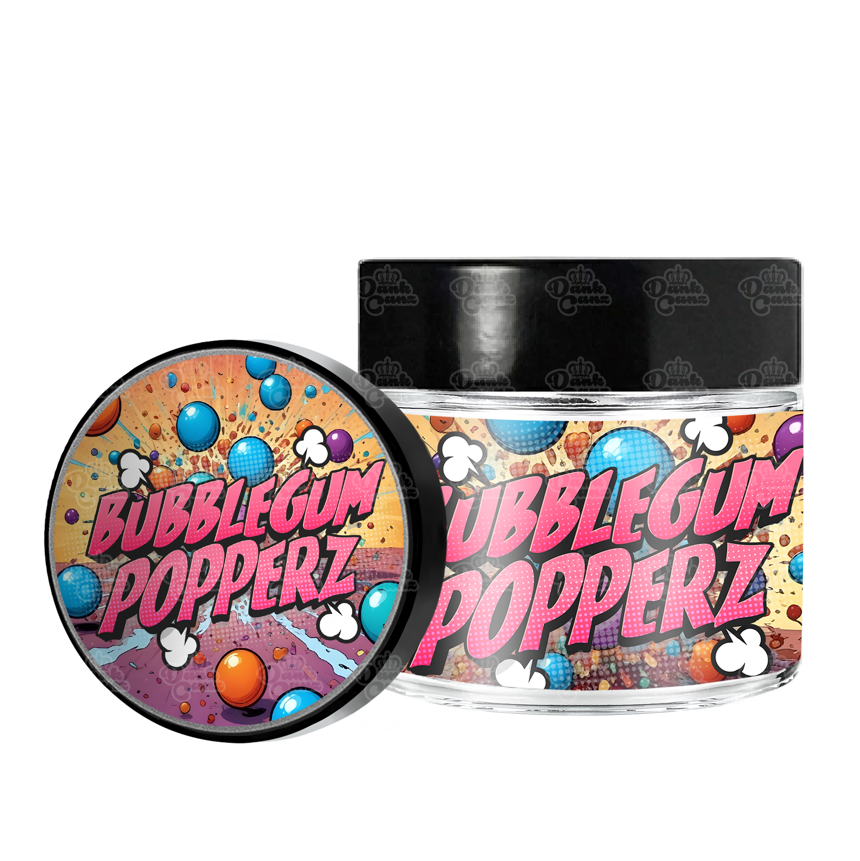 Bubblegum Popperz 3.5g/60ml Glass Jars - Labelled - DC Packaging Custom Cannabis Packaging