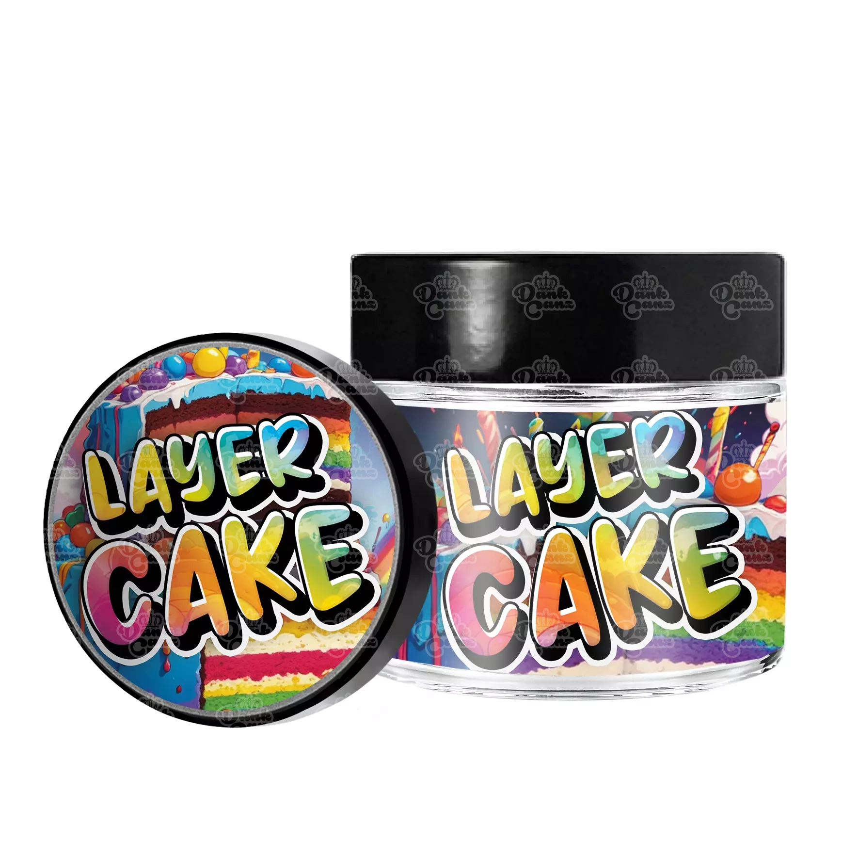 Layer Cake 3.5g/60ml Glass Jars - Labelled - DC Packaging Custom Cannabis Packaging