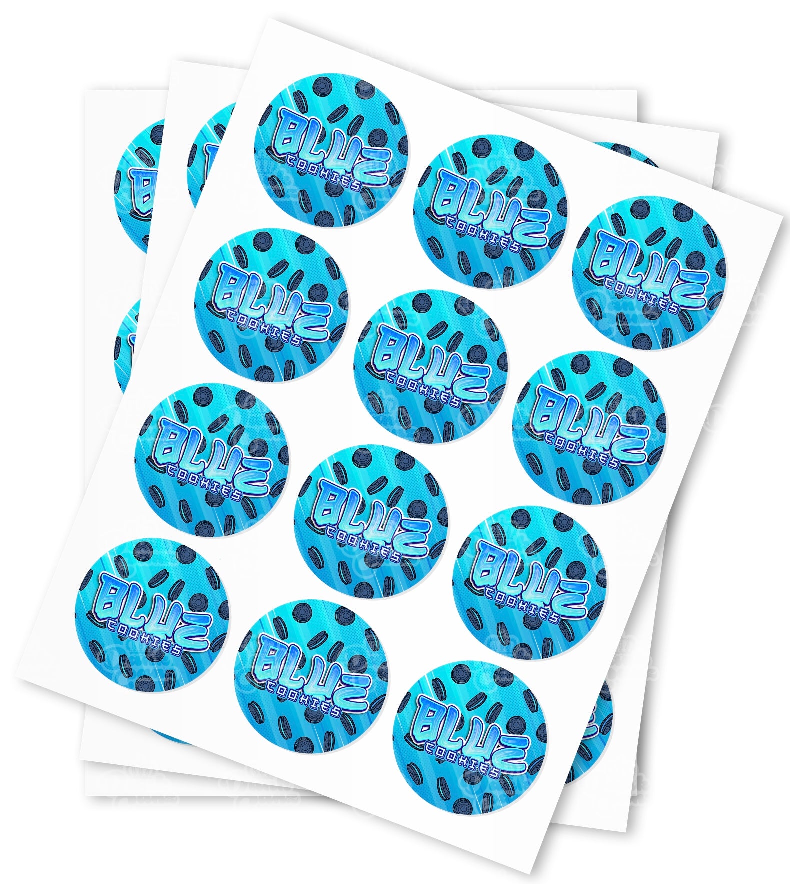 Blue Cookies Strain Stickers - DC Packaging Custom Cannabis Packaging