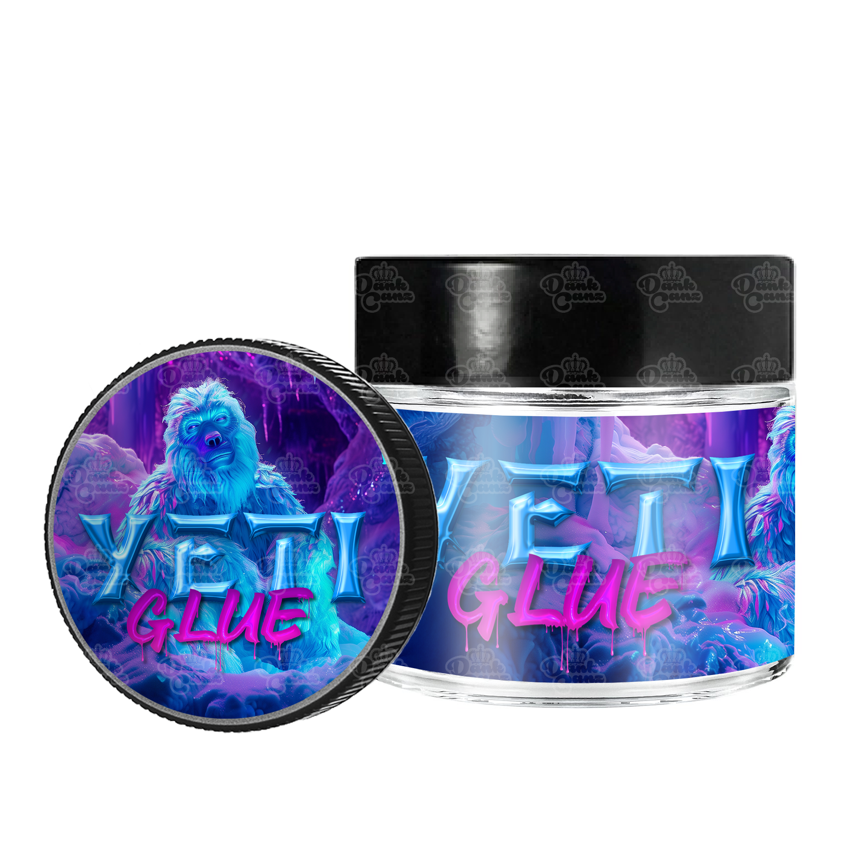 Yeti Glue 3.5g/60ml Glass Jars - Labelled - DC Packaging Custom Cannabis Packaging