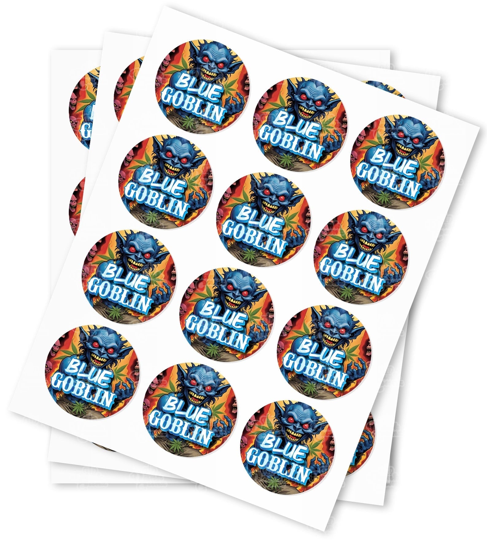 Blue Goblin Strain Stickers - DC Packaging Custom Cannabis Packaging