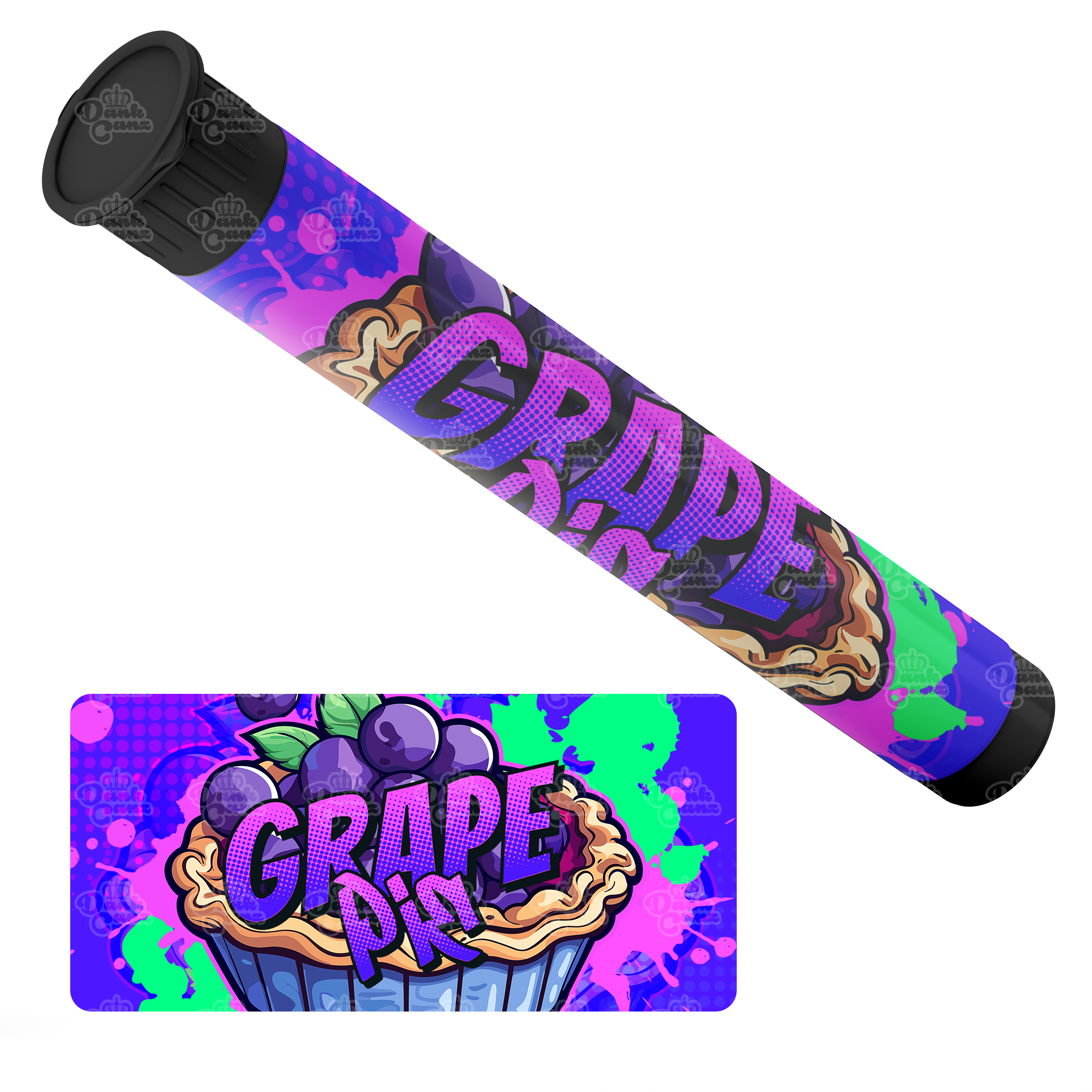 Grape Pie Pre Roll Tubes - Labelled - DC Packaging Custom Cannabis Packaging