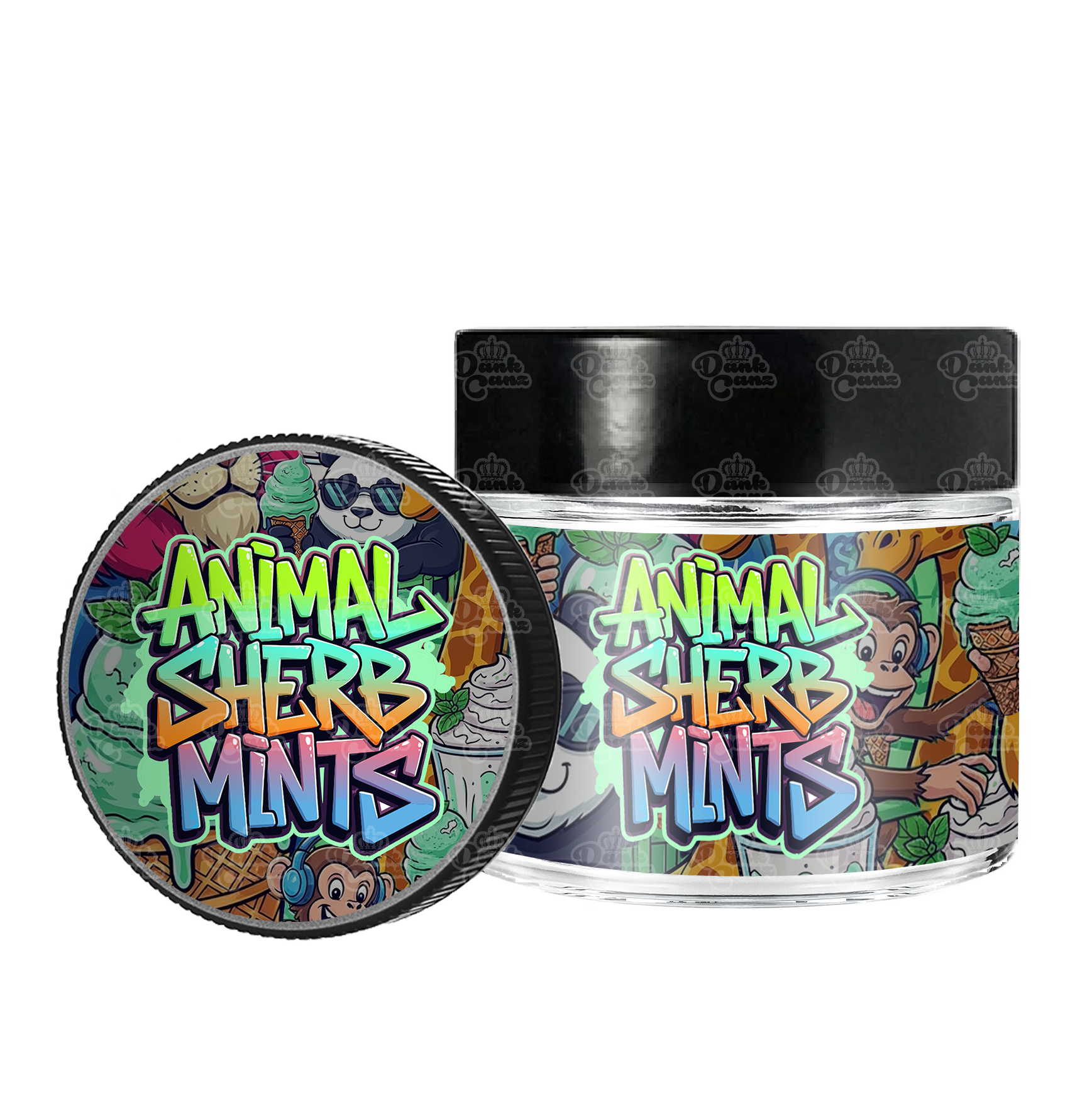 Animal Sherb Mints 3.5g/60ml Glass Jars - Labelled - DC Packaging Custom Cannabis Packaging