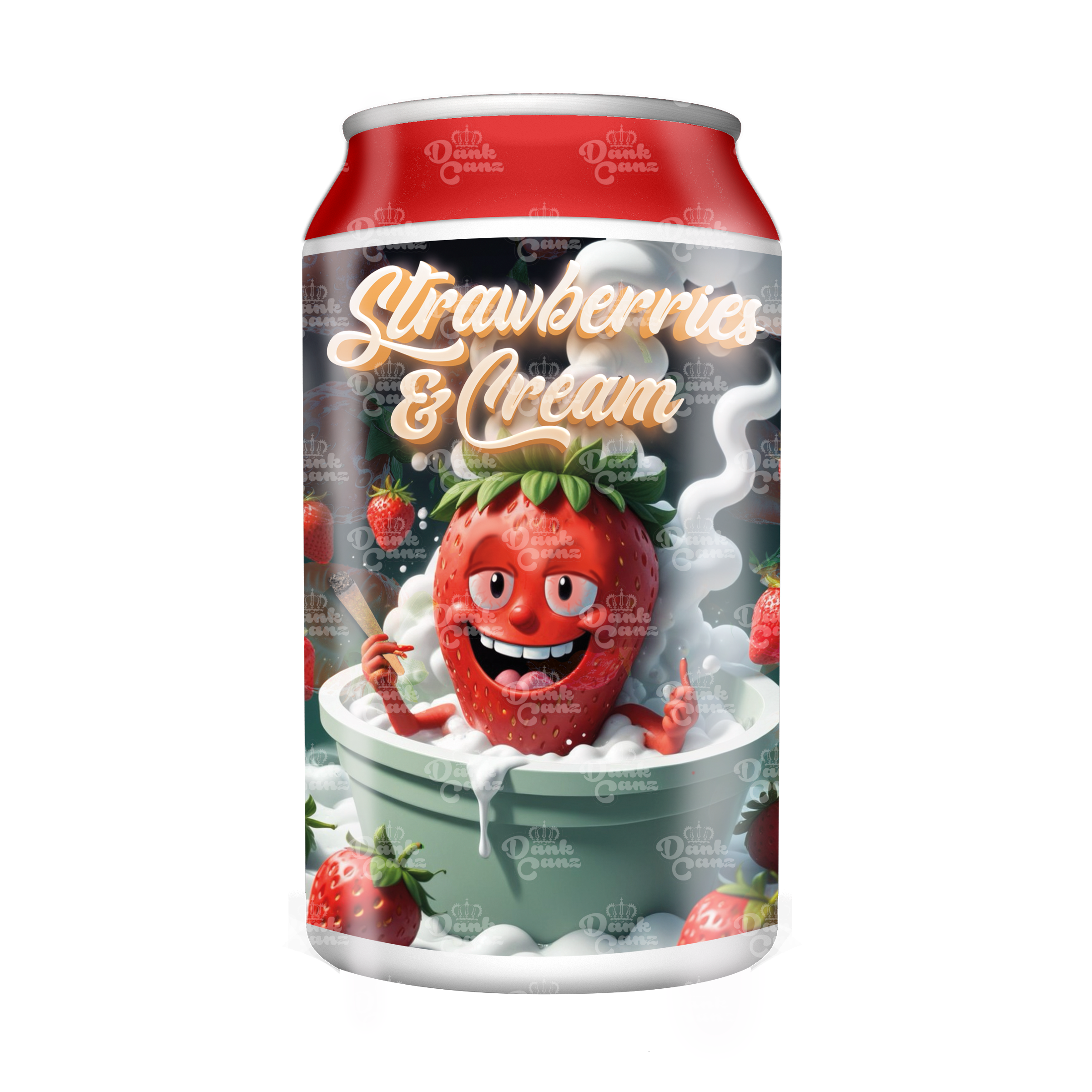 Strawberries & Cream 3.5g Plastic Soda Cans - DC Packaging Custom Cannabis Packaging
