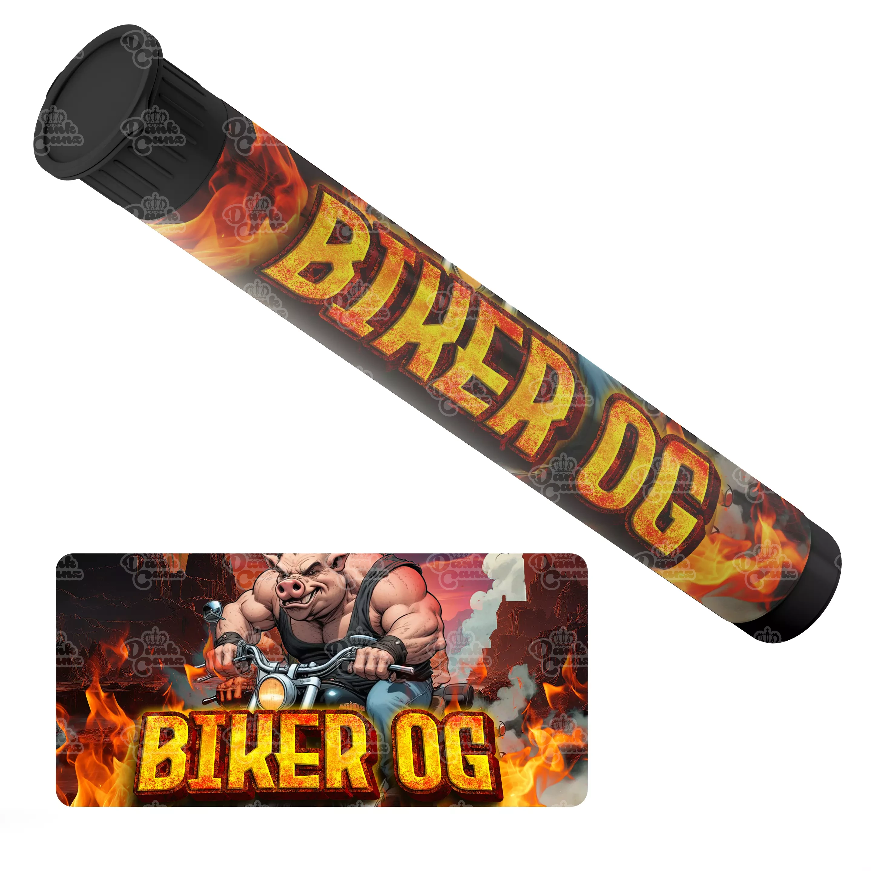 Biker OG Pre Roll Tubes - Labelled - DC Packaging Custom Cannabis Packaging