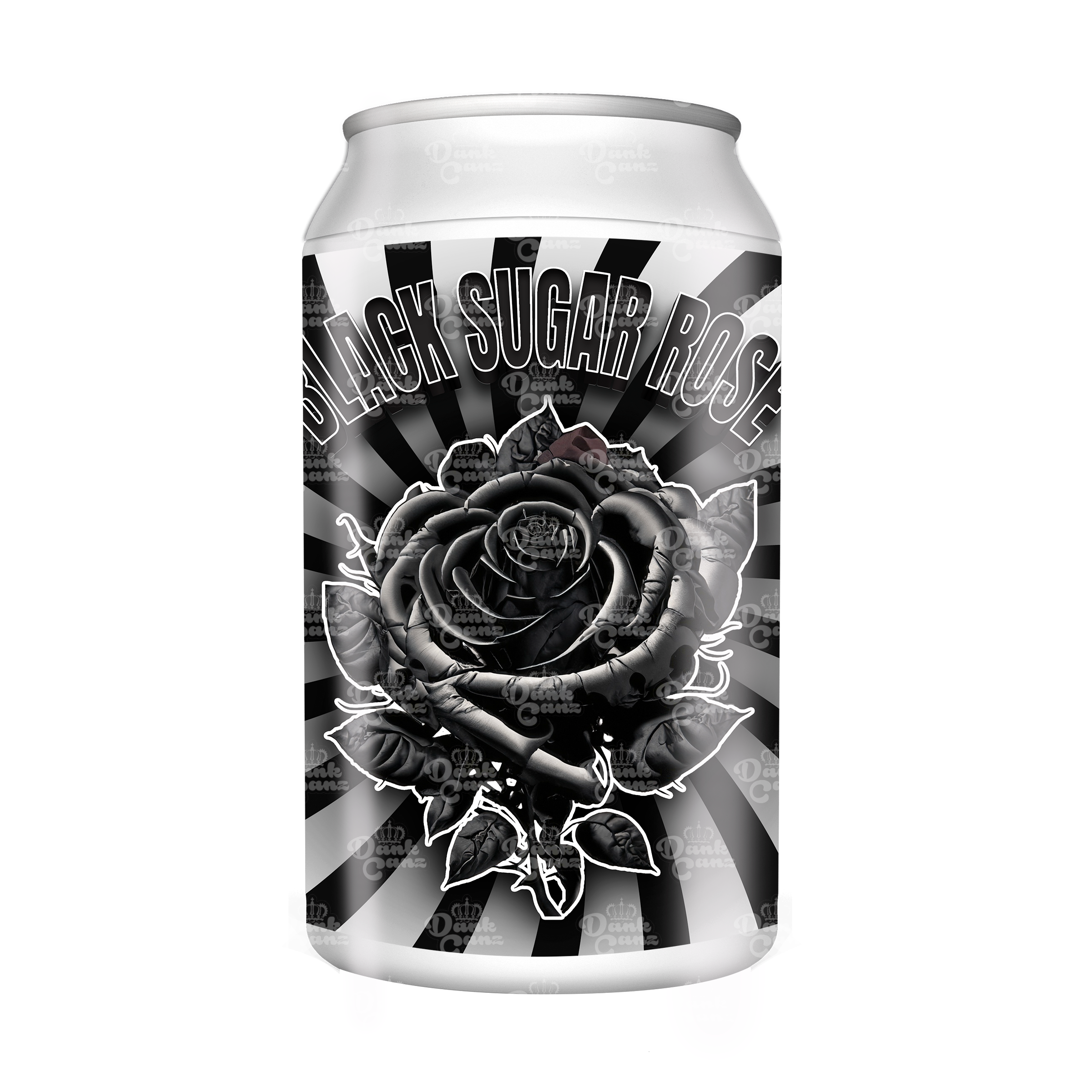 Black Sugar Rose 3.5g Plastic Soda Cans - DC Packaging Custom Cannabis Packaging