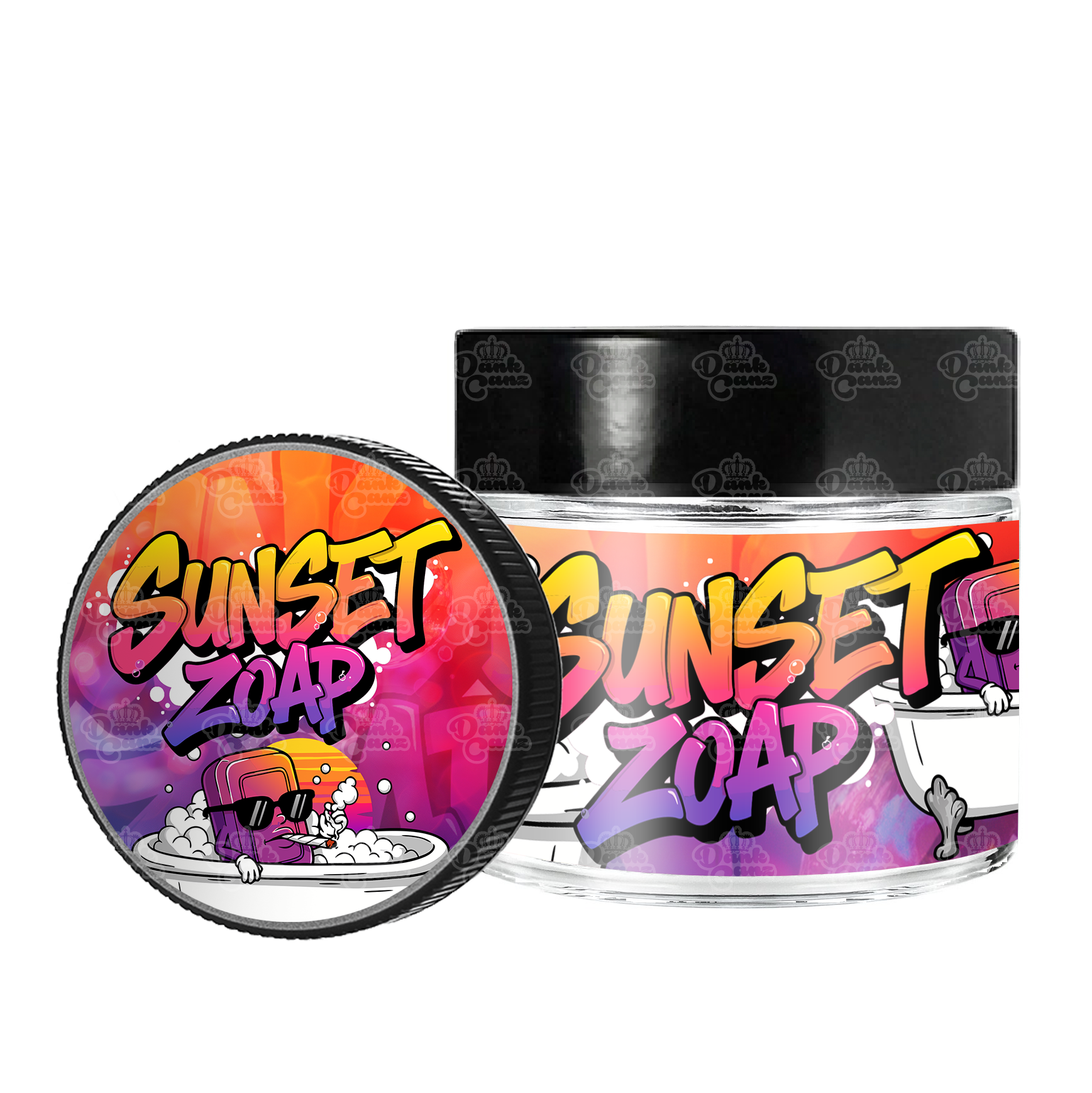 Sunset Zoap 3.5g/60ml Glass Jars - Labelled - DC Packaging Custom Cannabis Packaging