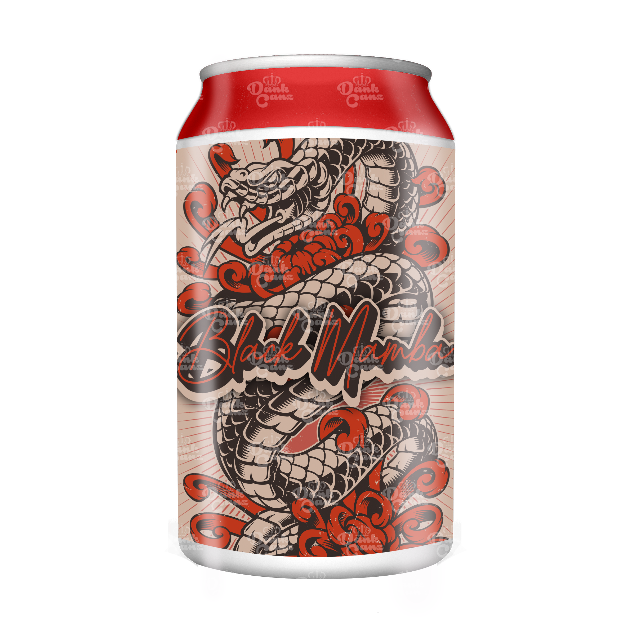 Black Mamba 3.5g Plastic Soda Cans - DC Packaging Custom Cannabis Packaging