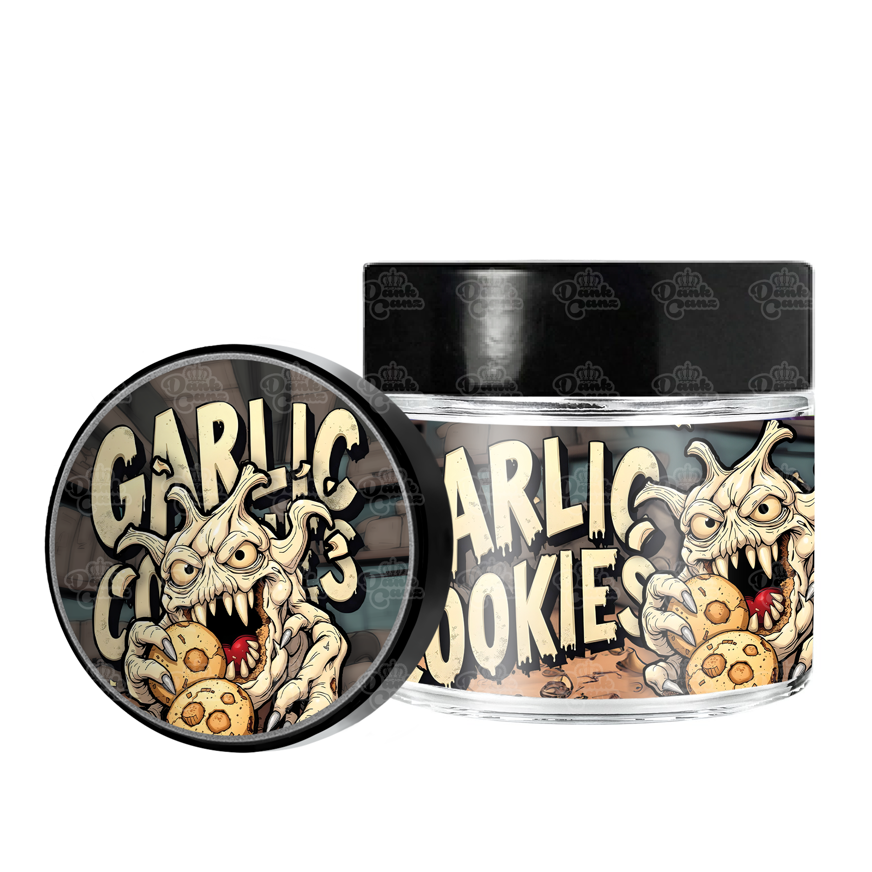 Garlic Cookies 3.5g/60ml Glass Jars - Labelled - DC Packaging Custom Cannabis Packaging