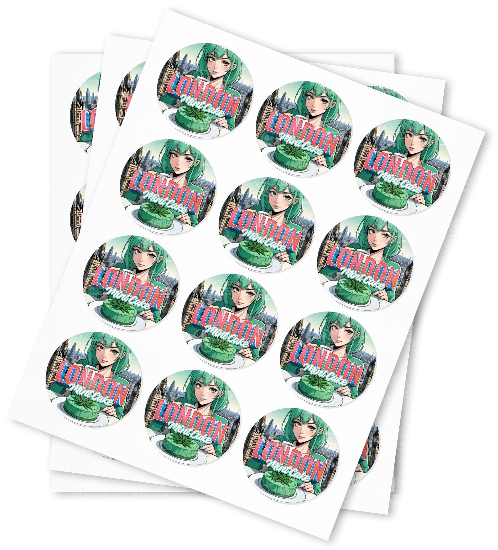 London Mint Cake Strain Stickers - DC Packaging Custom Cannabis Packaging