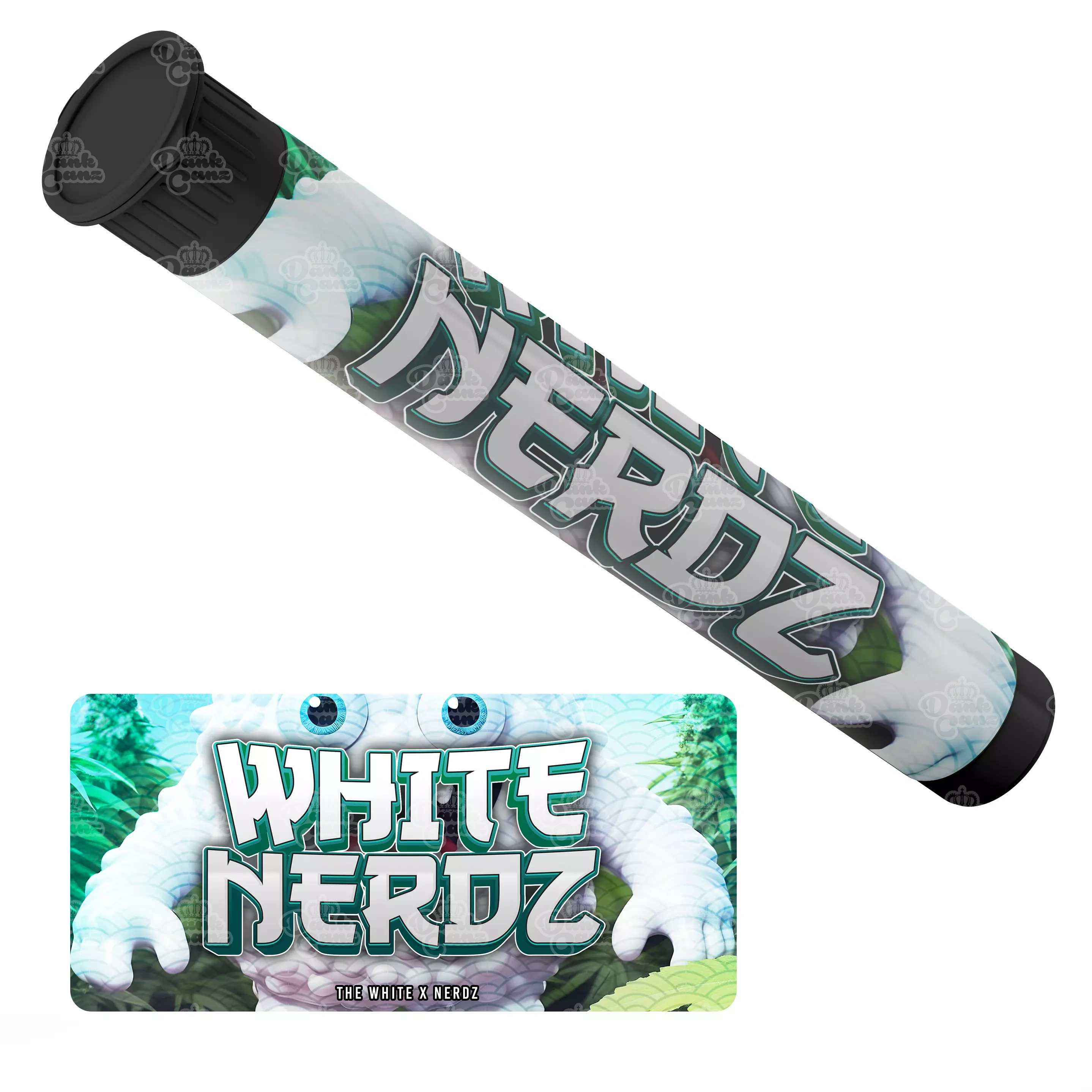 White Nerdz Pre Roll Tubes - Labelled - DC Packaging Custom Cannabis Packaging
