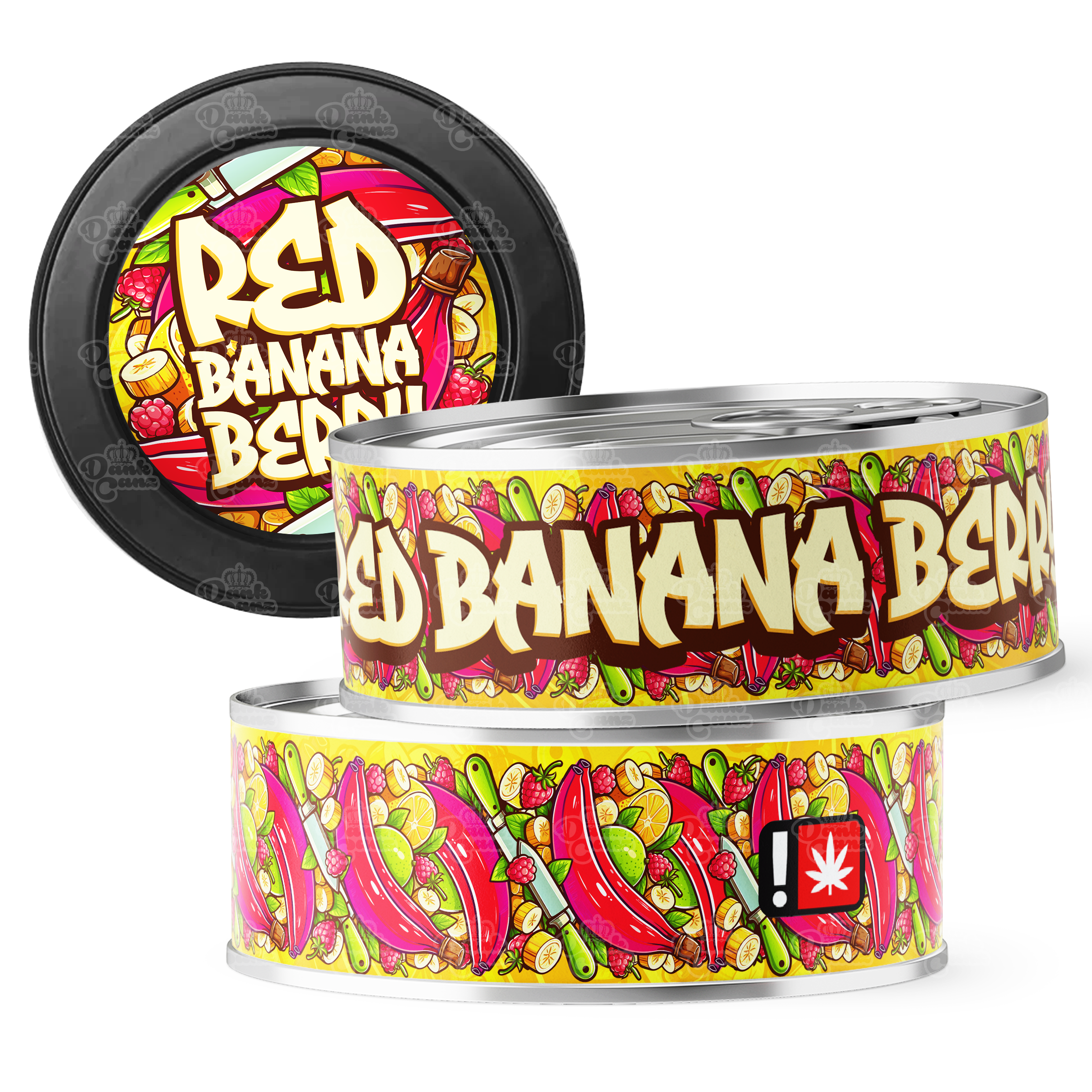Red Berry Banana 3.5g Self Seal Tins - DC Packaging Custom Cannabis Packaging