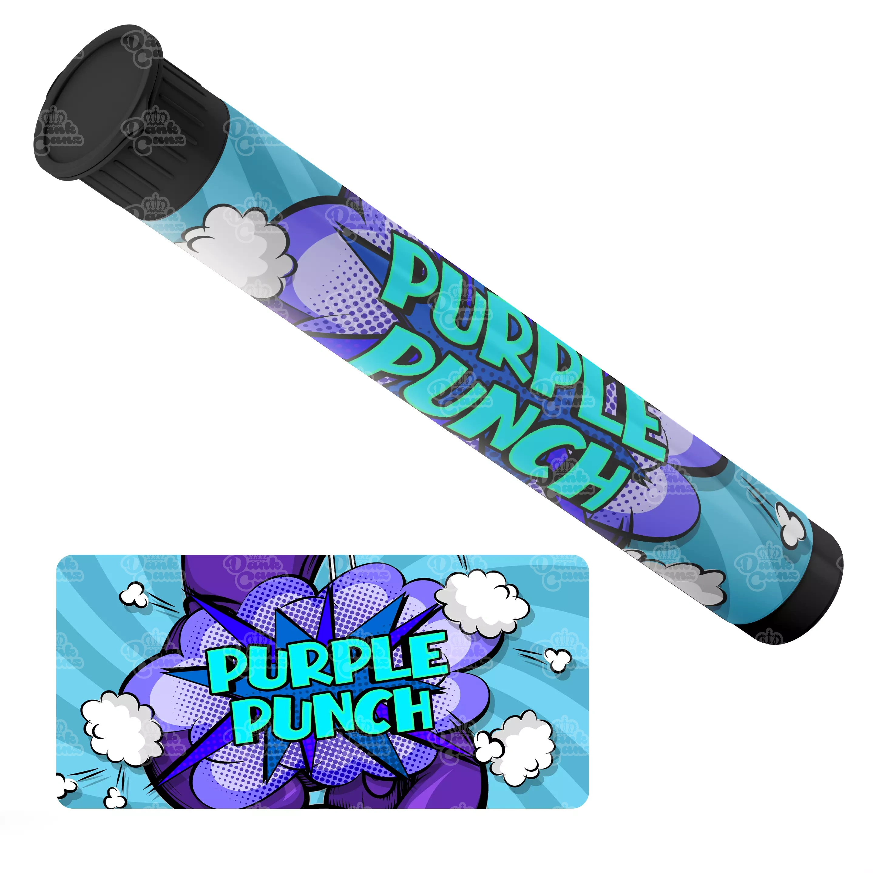 Purple Punch Pre Roll Tubes - Labelled - DC Packaging Custom Cannabis Packaging