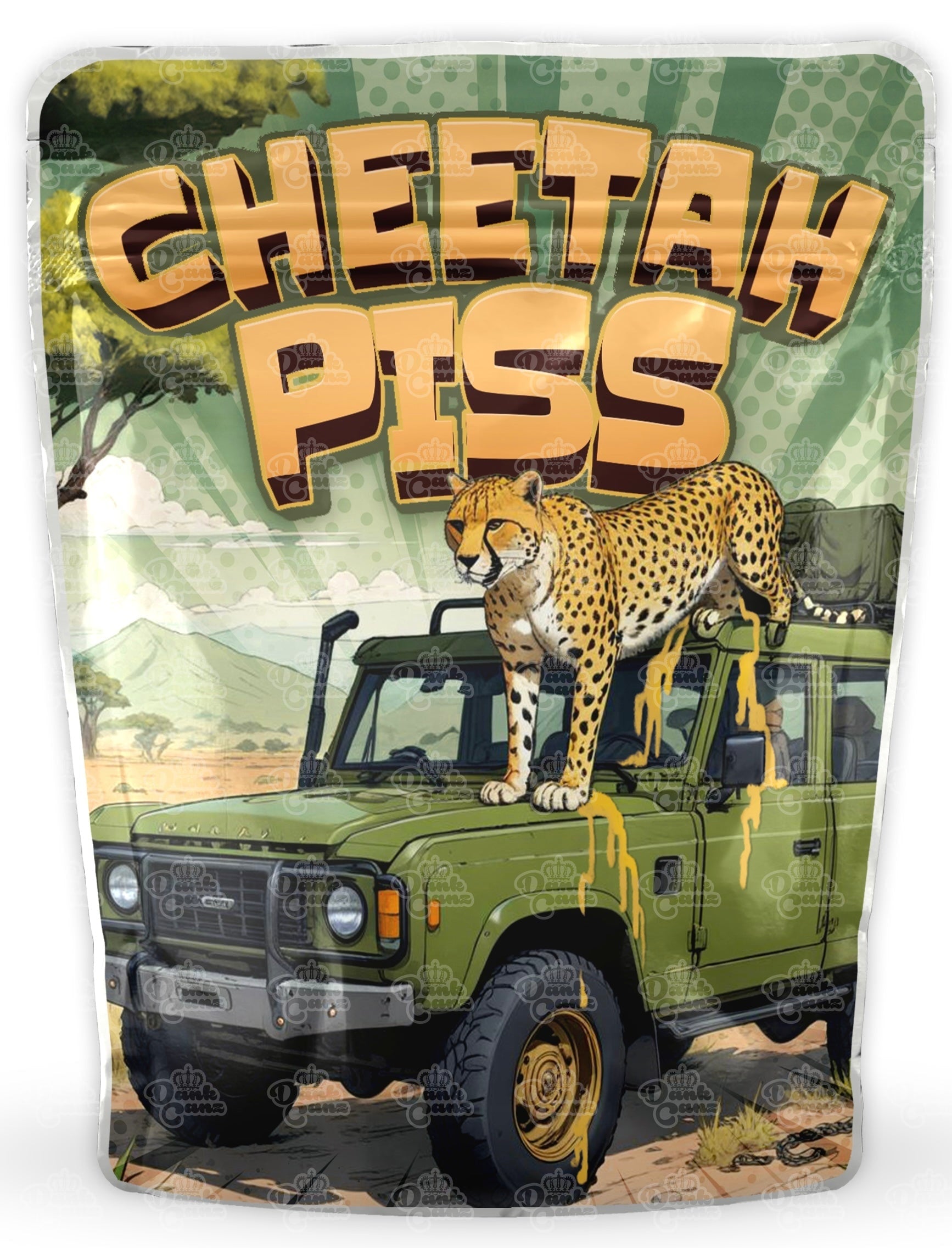 Cheetah Piss Mylar Bags - DC Packaging Custom Cannabis Packaging