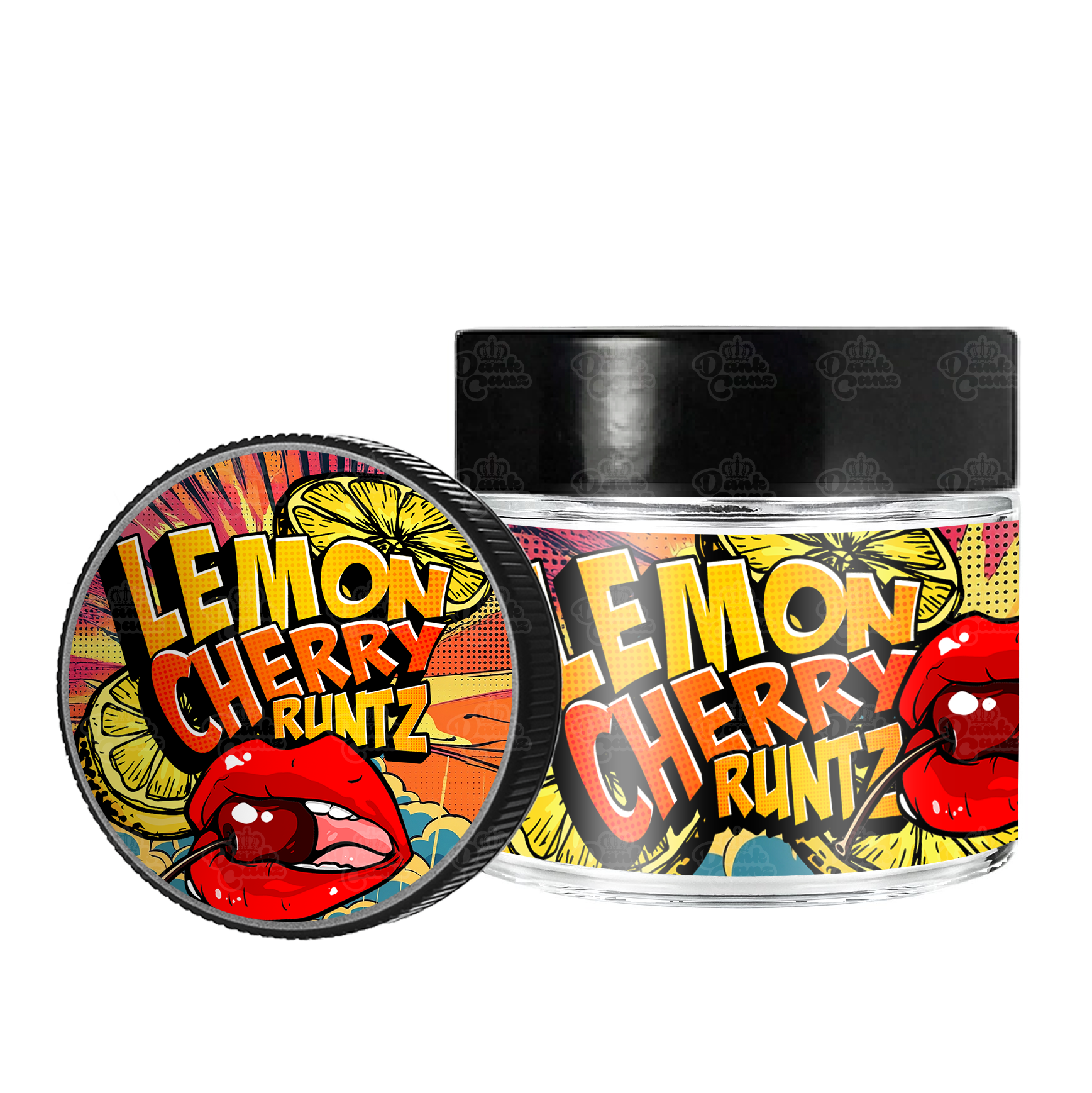 Lemon Cherry Runtz 3.5g/60ml Glass Jars - Labelled - DC Packaging Custom Cannabis Packaging