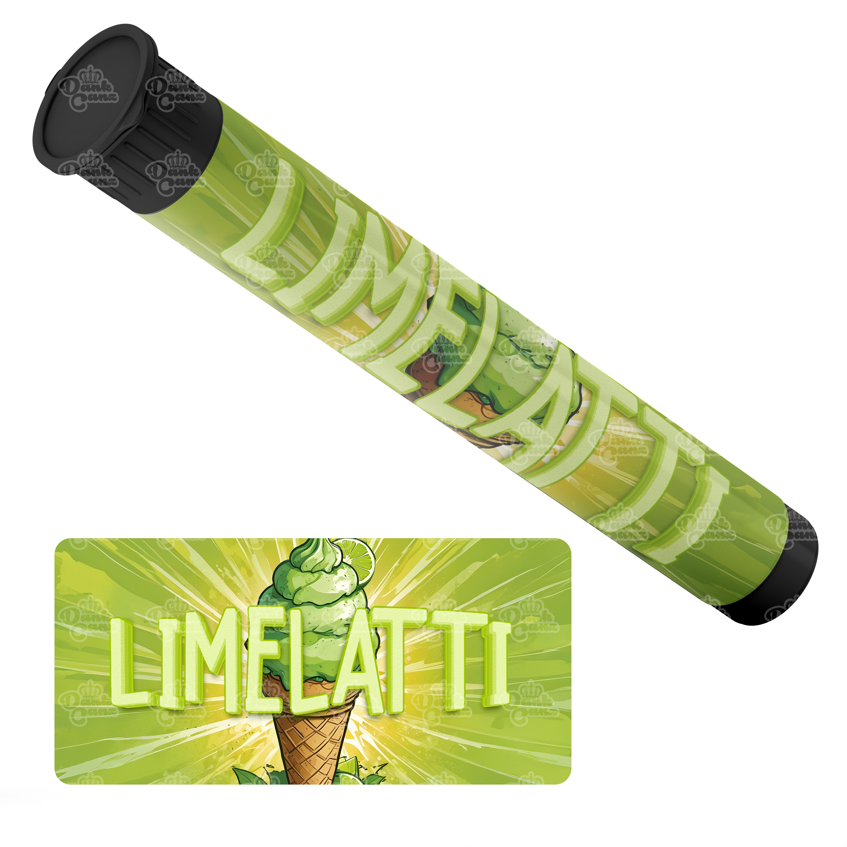 Limelatti Pre Roll Tubes - Labelled - DC Packaging Custom Cannabis Packaging