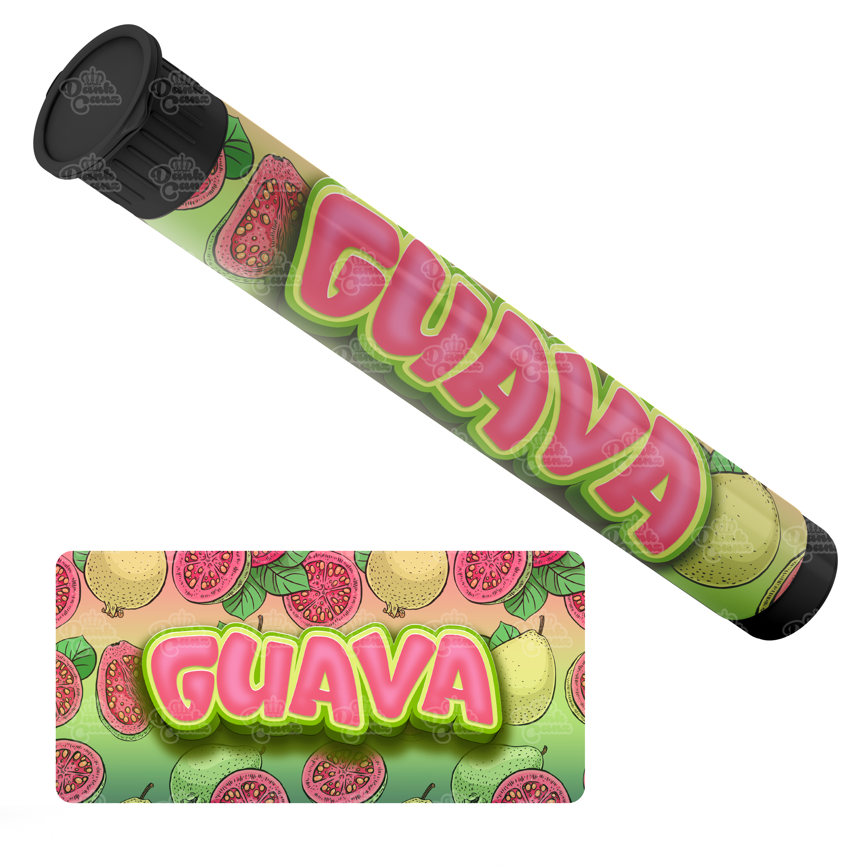 Guava Pre Roll Tubes - Labelled - DC Packaging Custom Cannabis Packaging