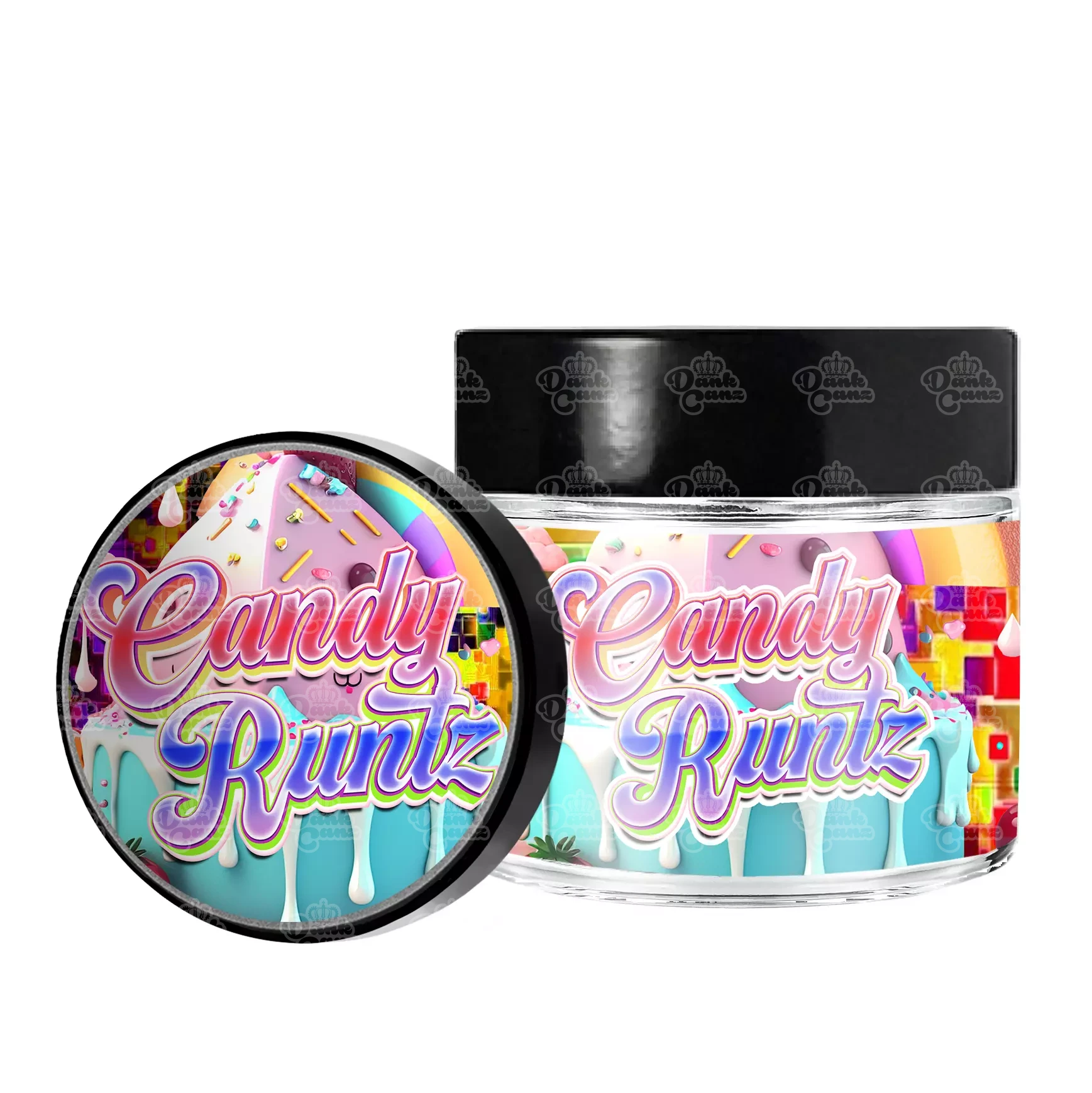 Candy Runtz 3.5g/60ml Glass Jars - Labelled - DC Packaging Custom Cannabis Packaging