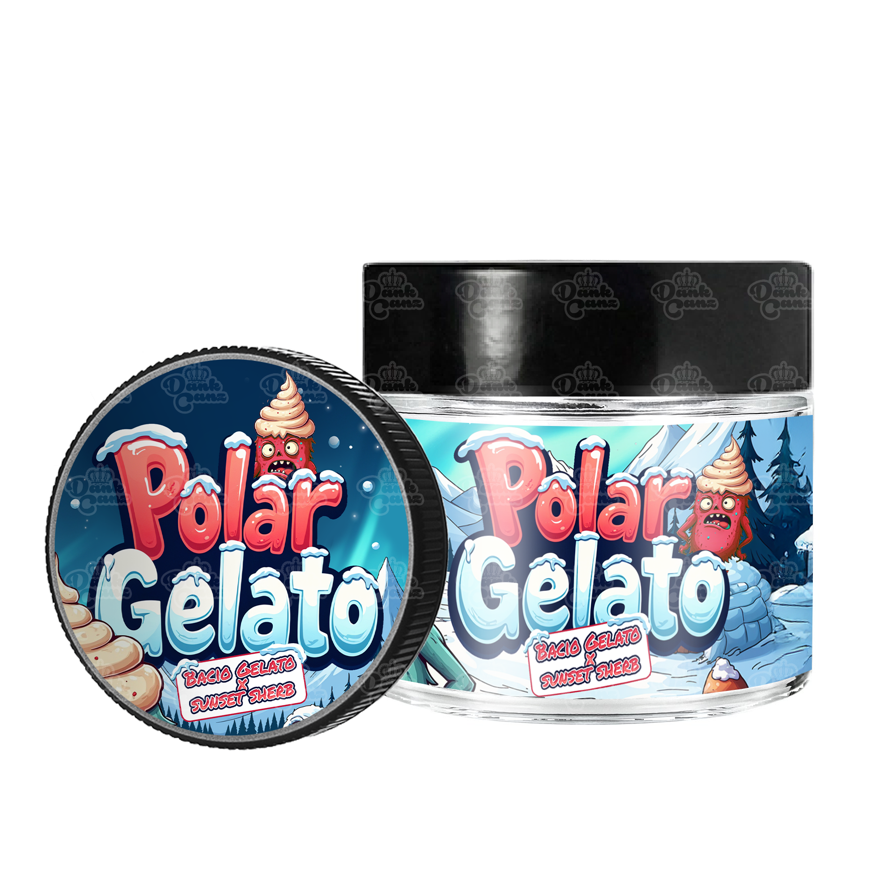 Polar Gelato 3.5g/60ml Glass Jars - Labelled - DC Packaging Custom Cannabis Packaging