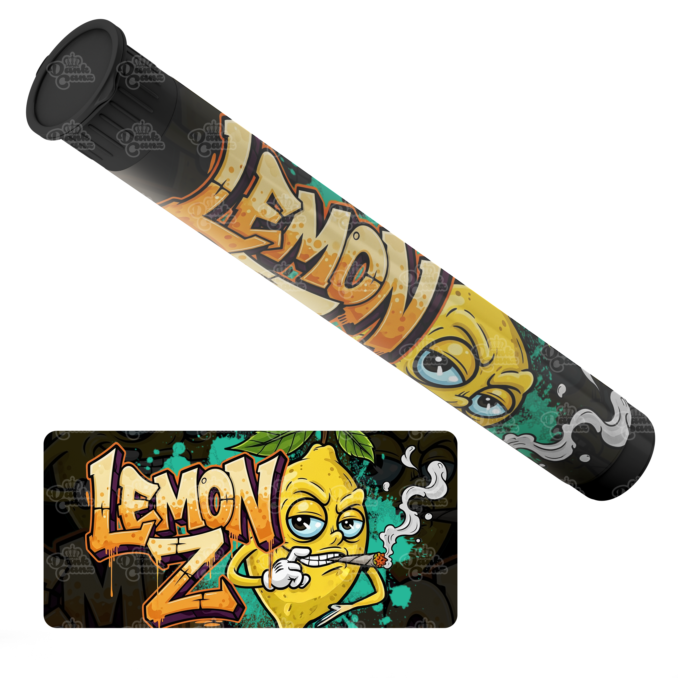 Lemon Z Pre Roll Tubes - Labelled - DC Packaging Custom Cannabis Packaging