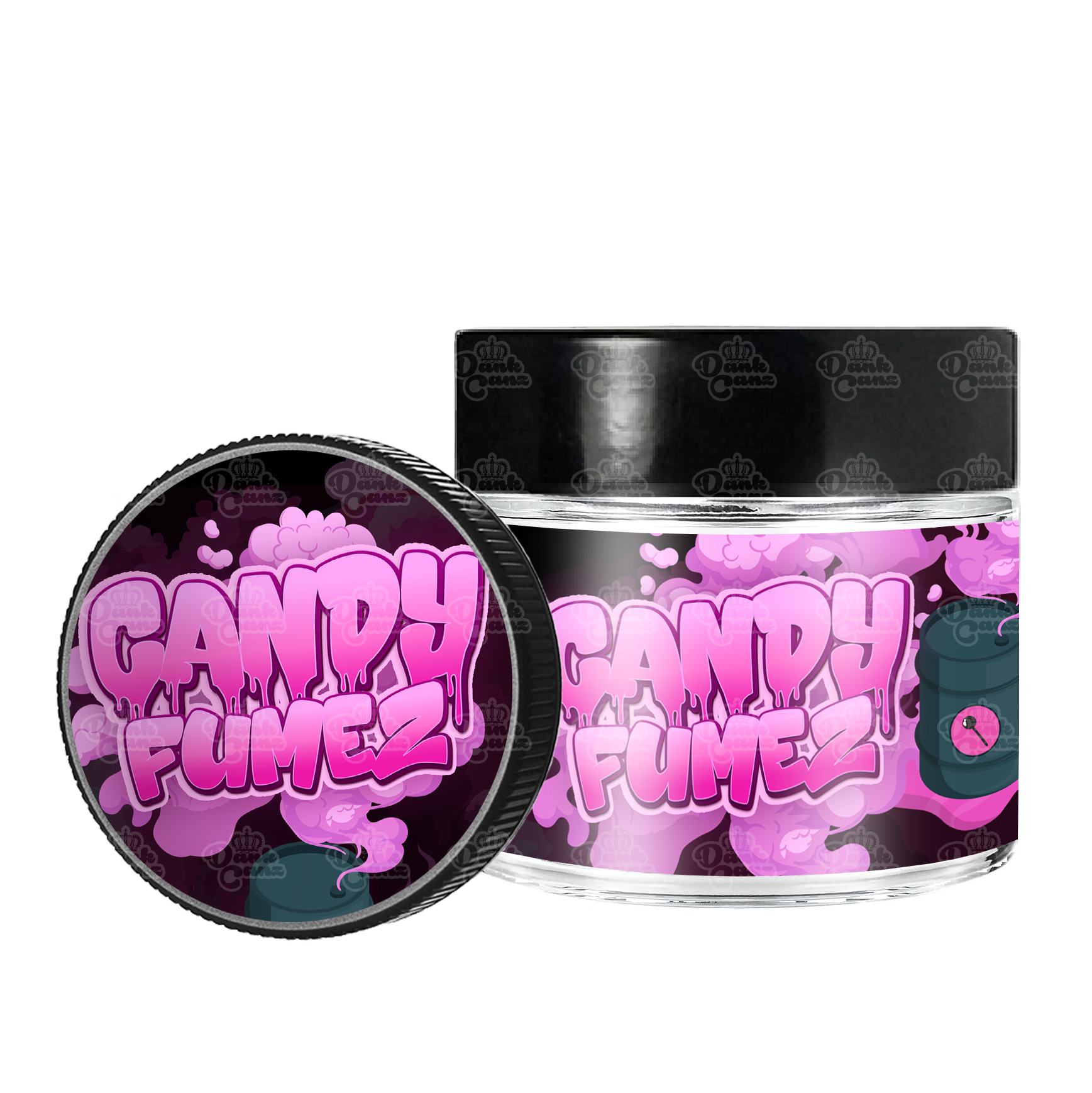 Candy Fumez 3.5g/60ml Glass Jars - Labelled - DC Packaging Custom Cannabis Packaging