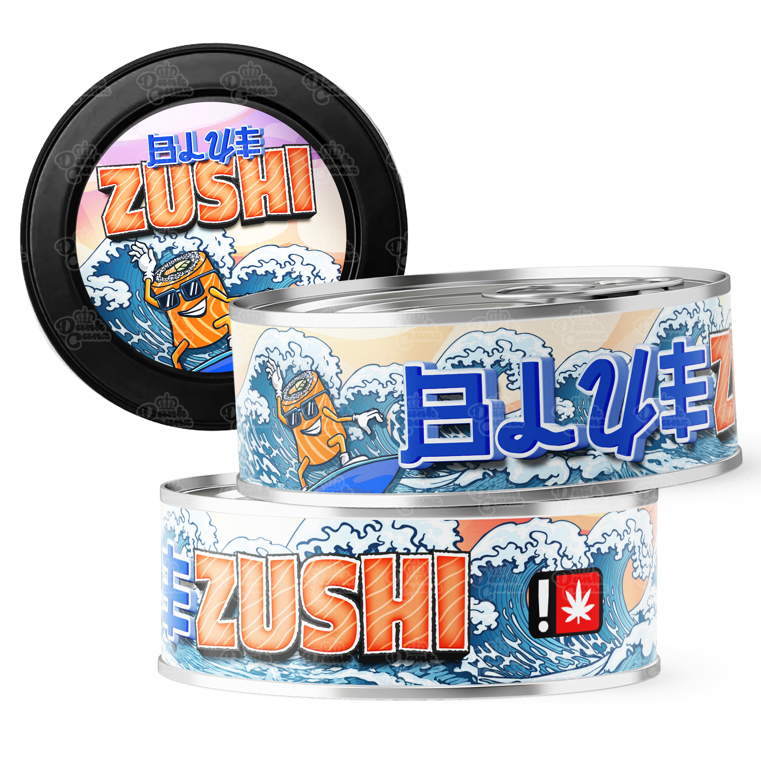 Blue Zushi 3.5g Self Seal Tins - DC Packaging Custom Cannabis Packaging