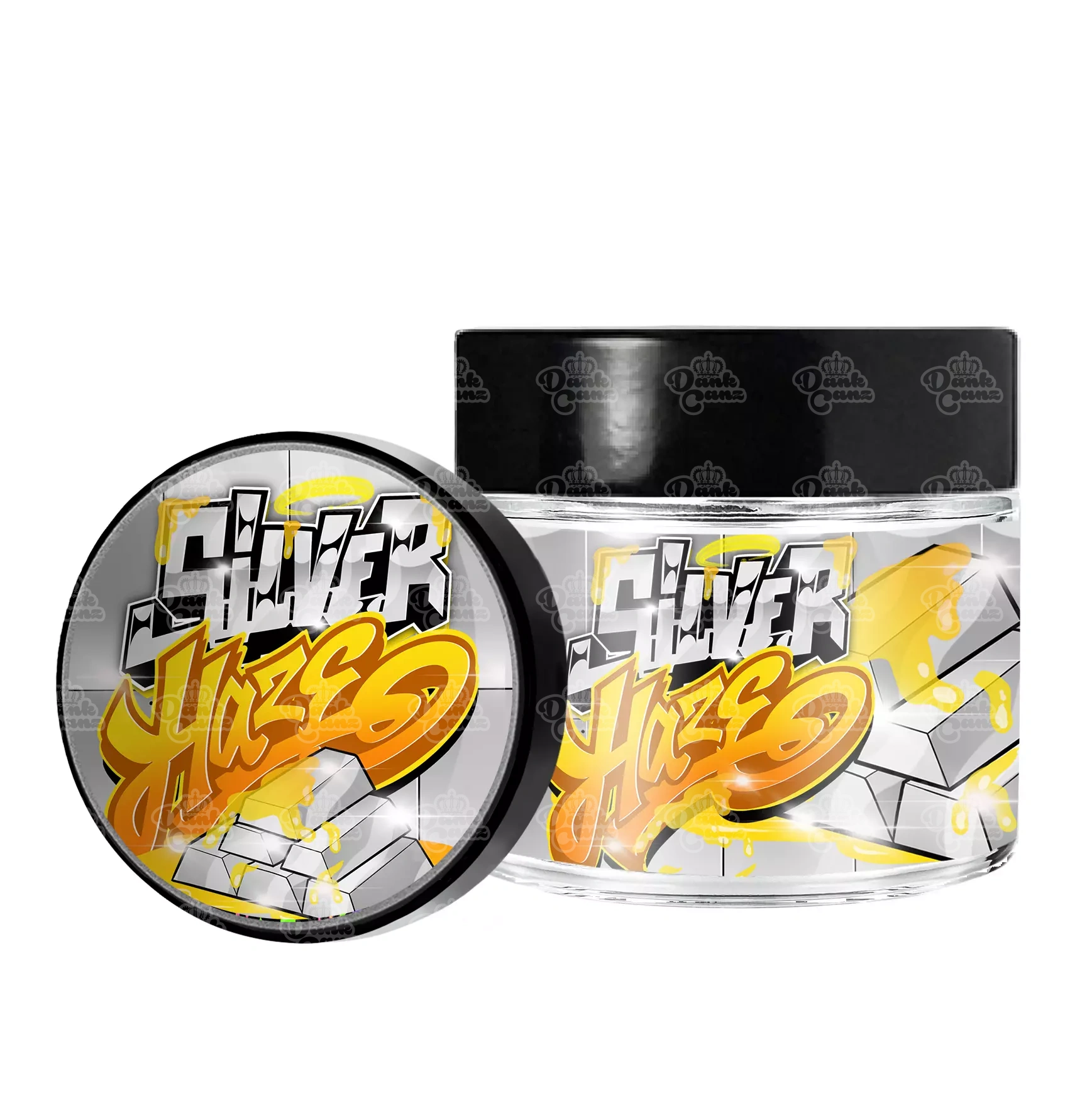 Silver Haze 3.5g/60ml Glass Jars - Labelled - DC Packaging Custom Cannabis Packaging