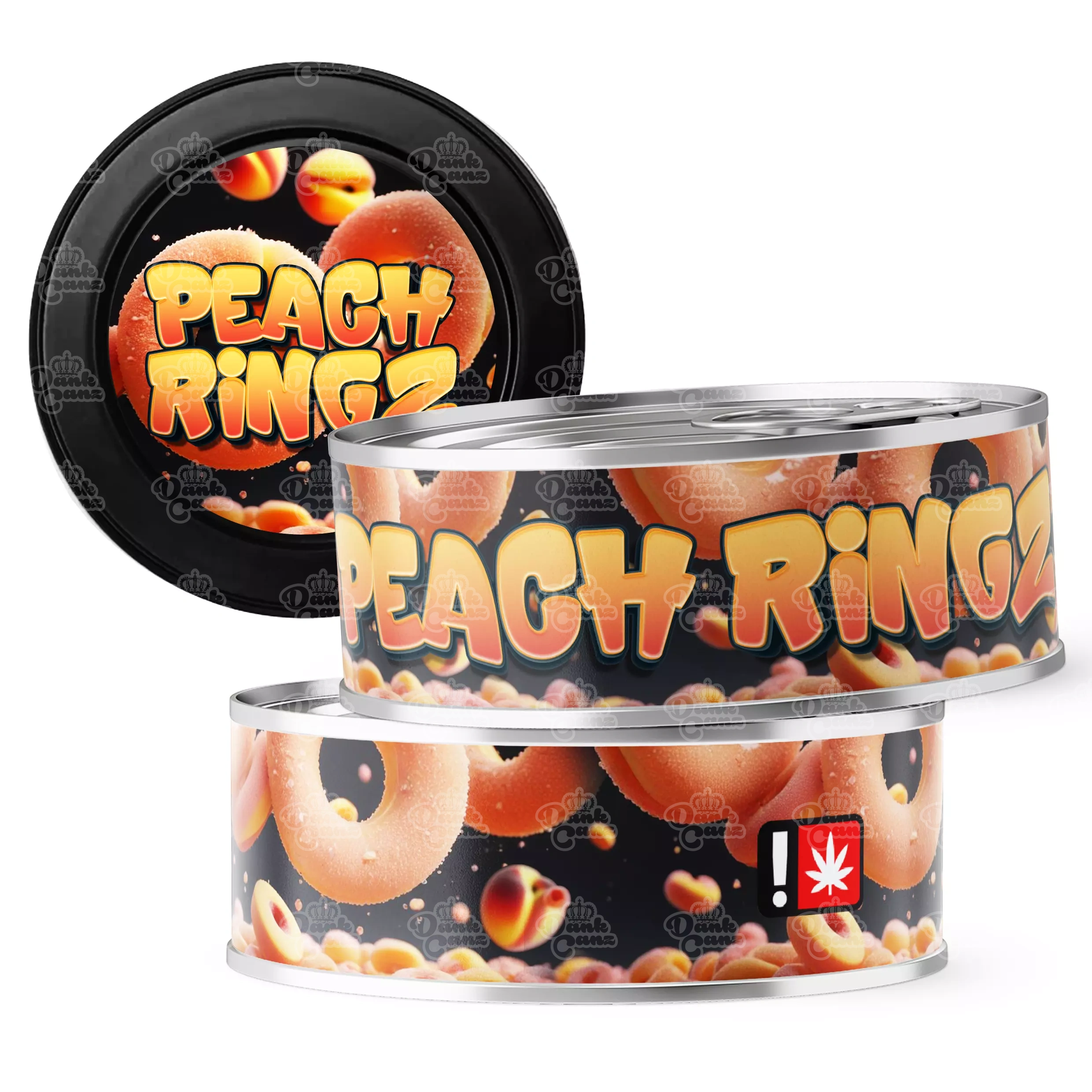 Peach Ringz 3.5g Self Seal Tins - DC Packaging Custom Cannabis Packaging
