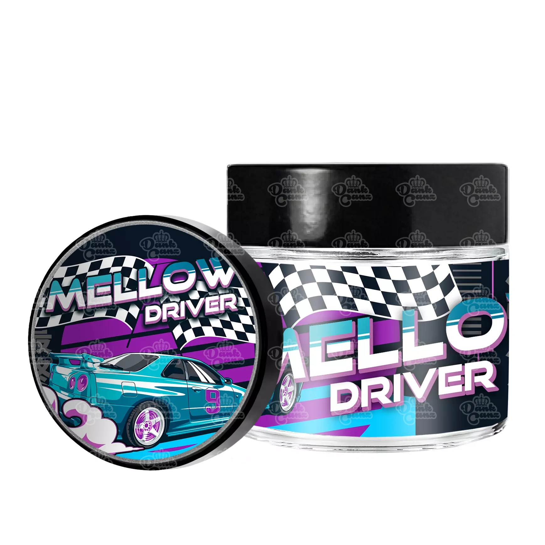 Mellow Driver 3.5g/60ml Glass Jars - Labelled - DC Packaging Custom Cannabis Packaging