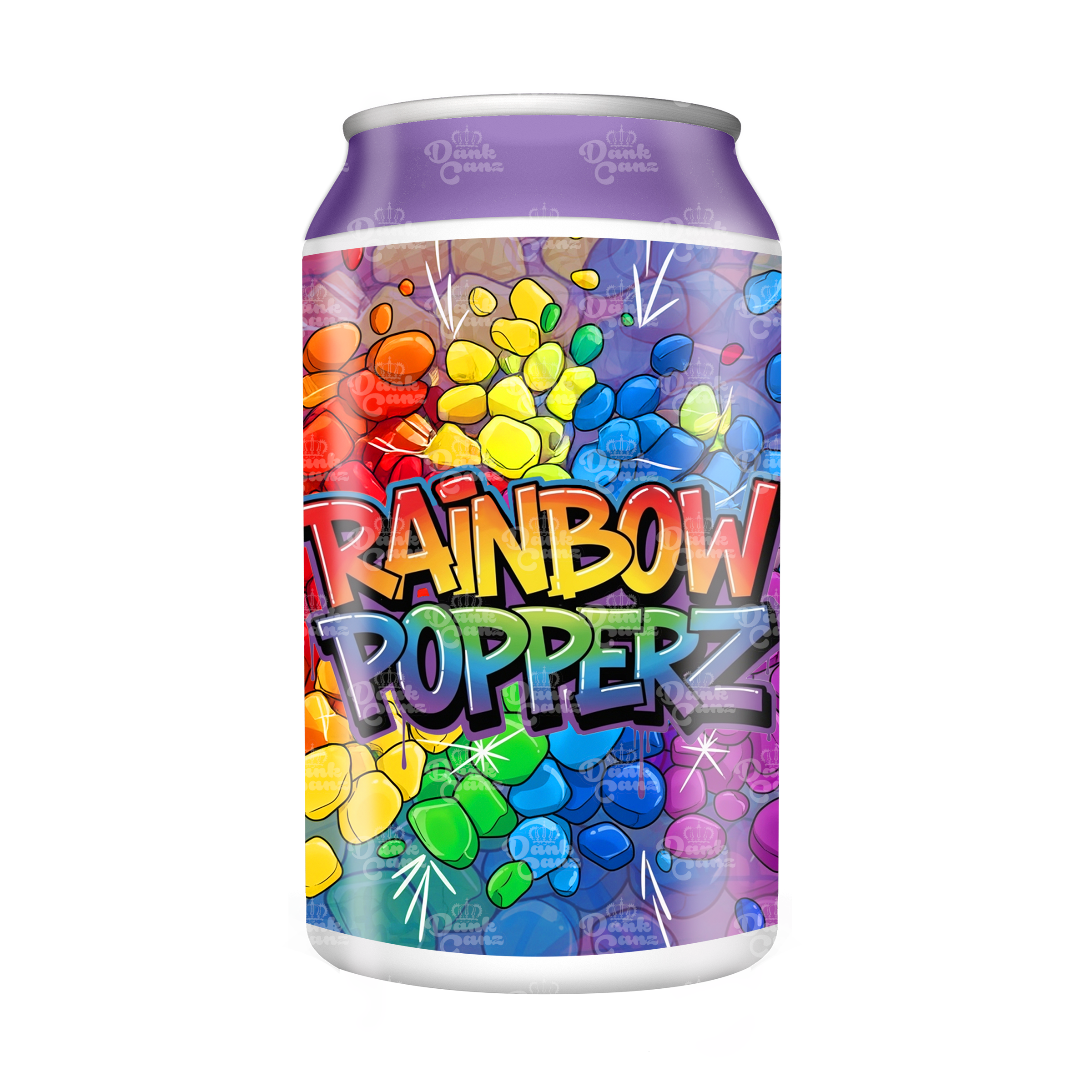Rainbow Popperz 3.5g Plastic Soda Cans - DC Packaging Custom Cannabis Packaging