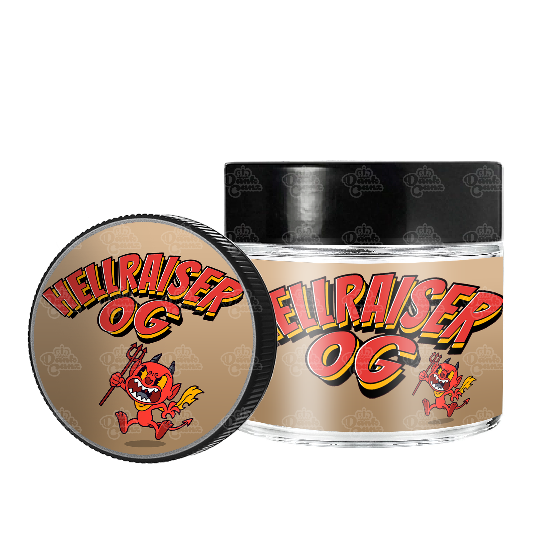 Hellraiser OG 3.5g/60ml Glass Jars - Labelled - DC Packaging Custom Cannabis Packaging