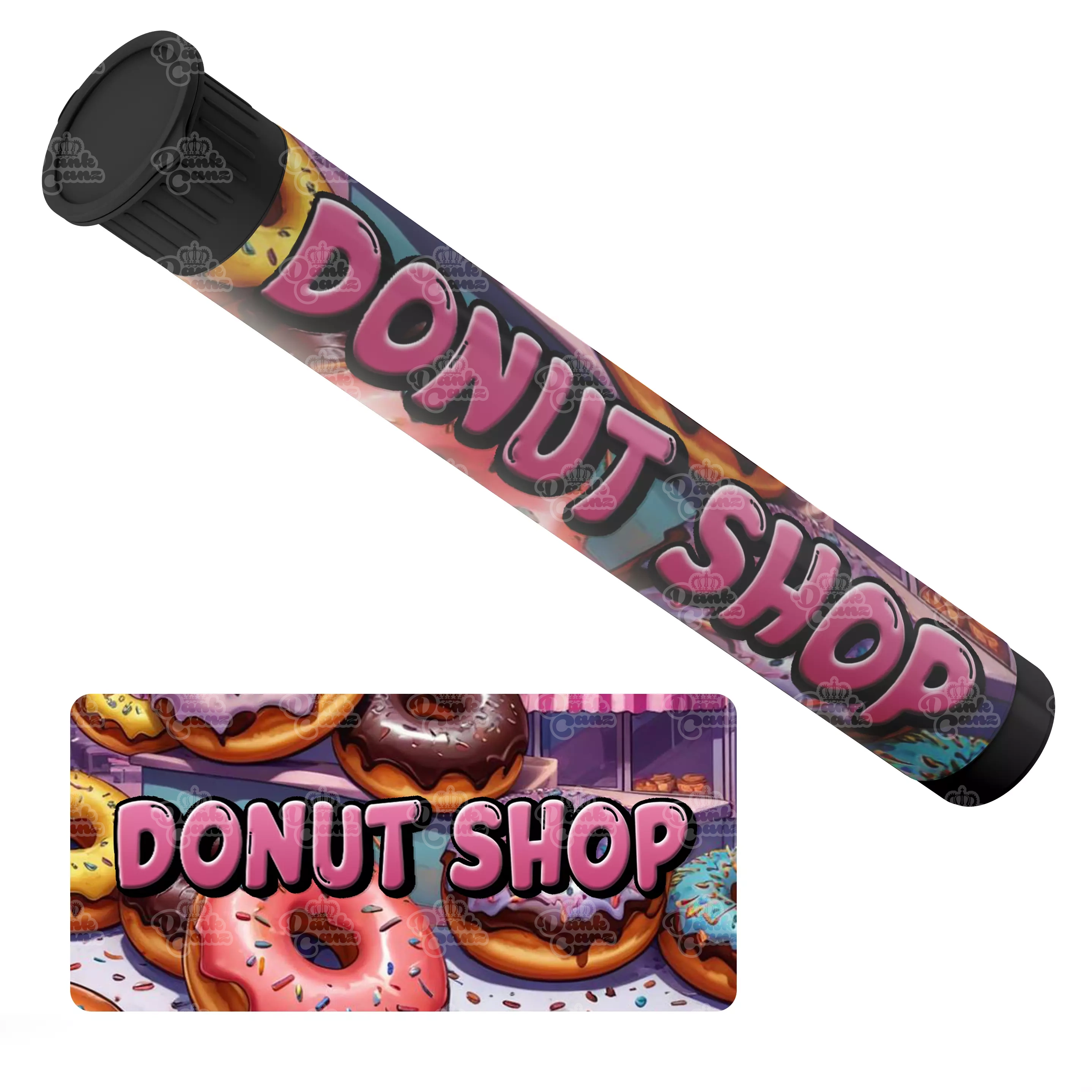 Donut Shop Pre Roll Tubes - Labelled - DC Packaging Custom Cannabis Packaging
