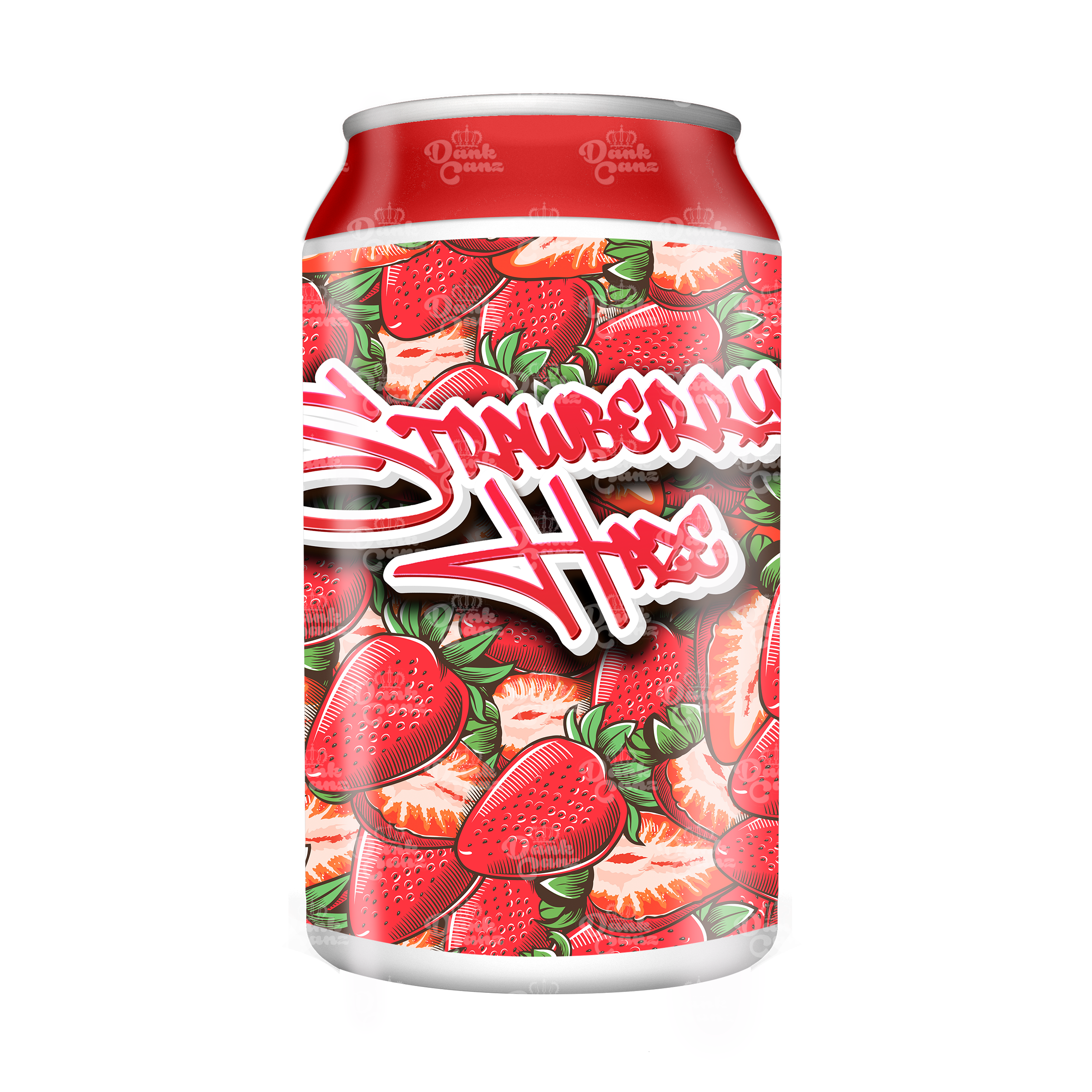 Strawberry Haze 3.5g Plastic Soda Cans - DC Packaging Custom Cannabis Packaging