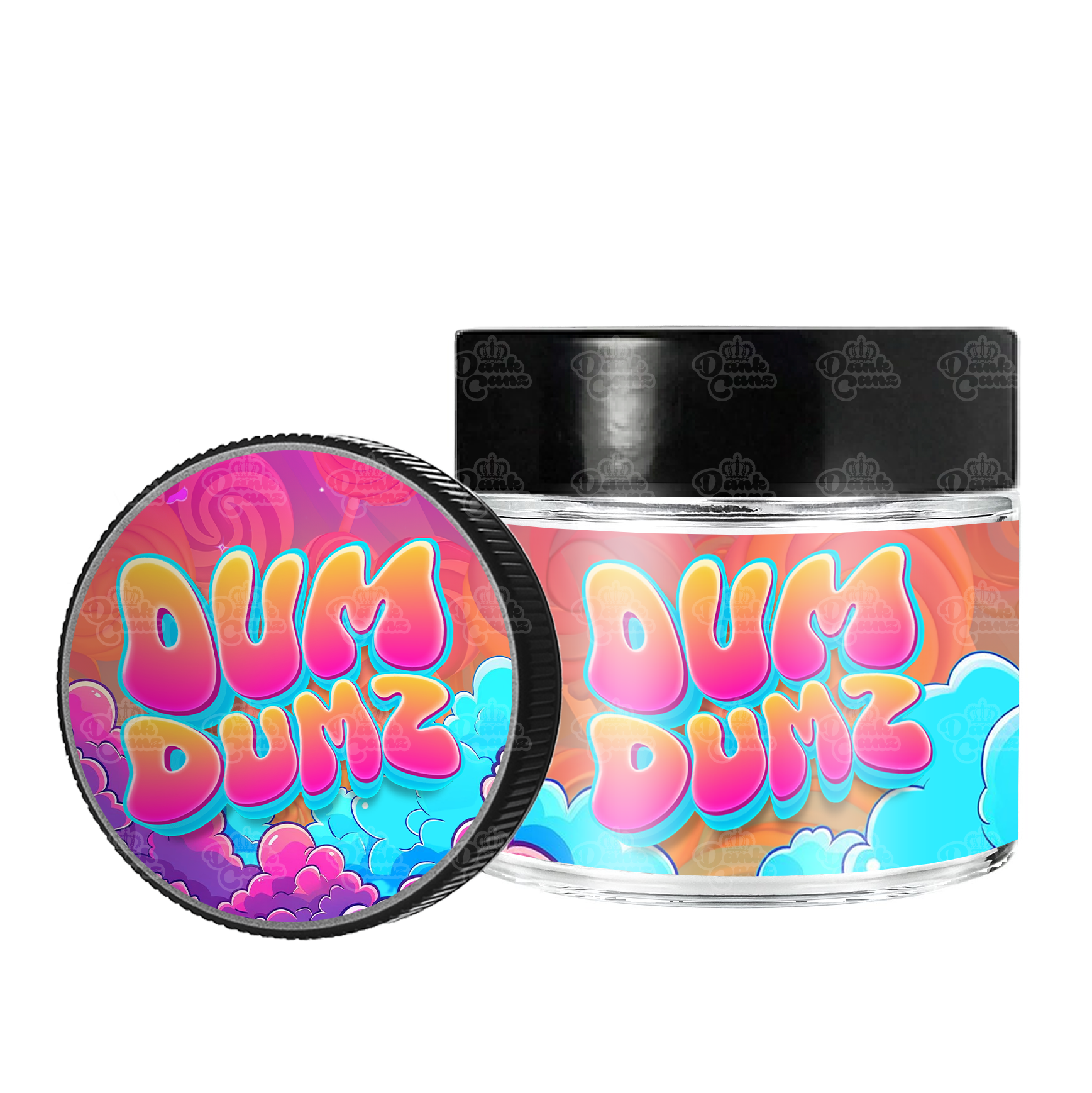 Dum Dumz 3.5g/60ml Glass Jars - Labelled - DC Packaging Custom Cannabis Packaging