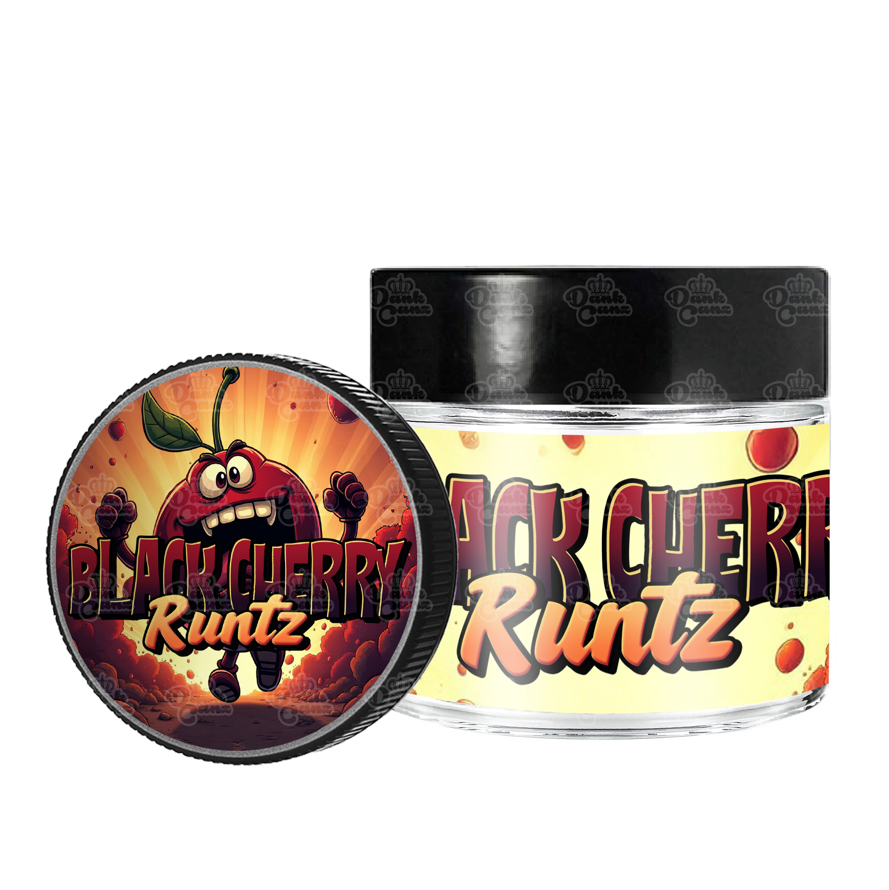 Black Cherry Runtz 3.5g/60ml Glass Jars - Labelled - DC Packaging Custom Cannabis Packaging